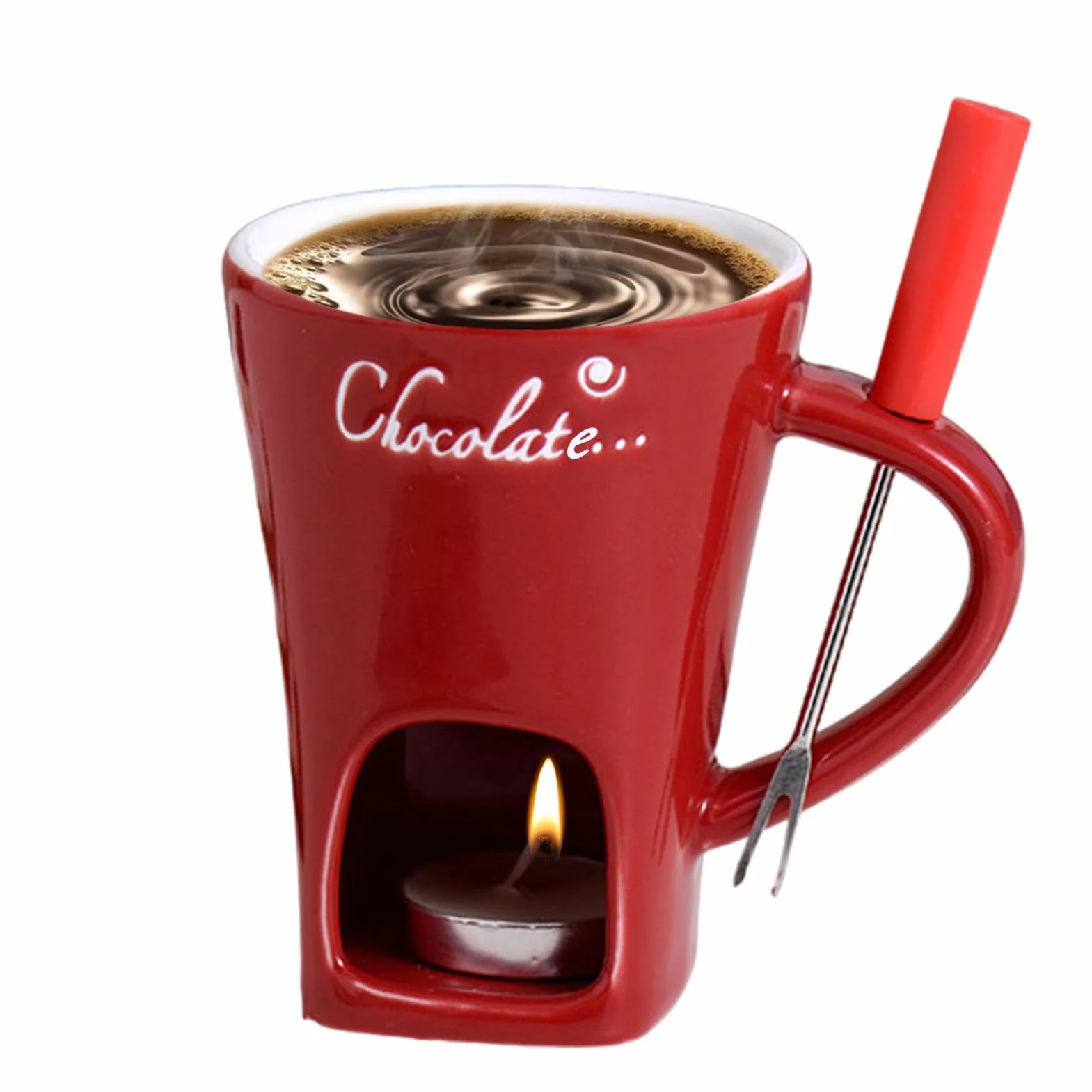 Taza de fondue de chocolate de cerámica con velas de té
