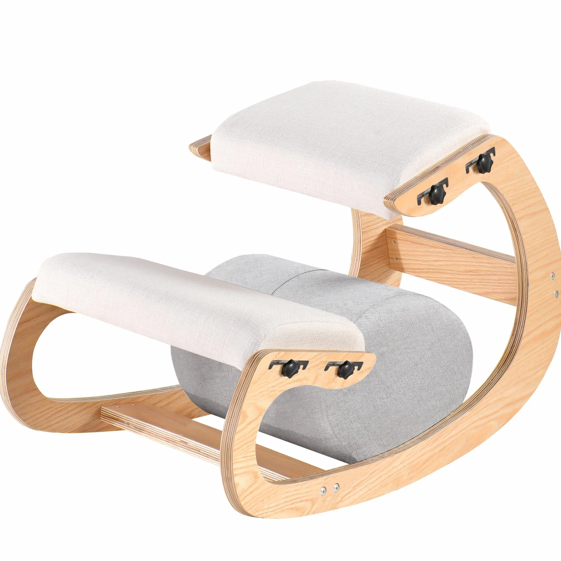 Silla ergonómica de Rodillas, Silla Mecedora Ajustable de Madera - Mejore su Postura con un Asiento en ángulo para el hogar, Oficina (Roble Blanco)