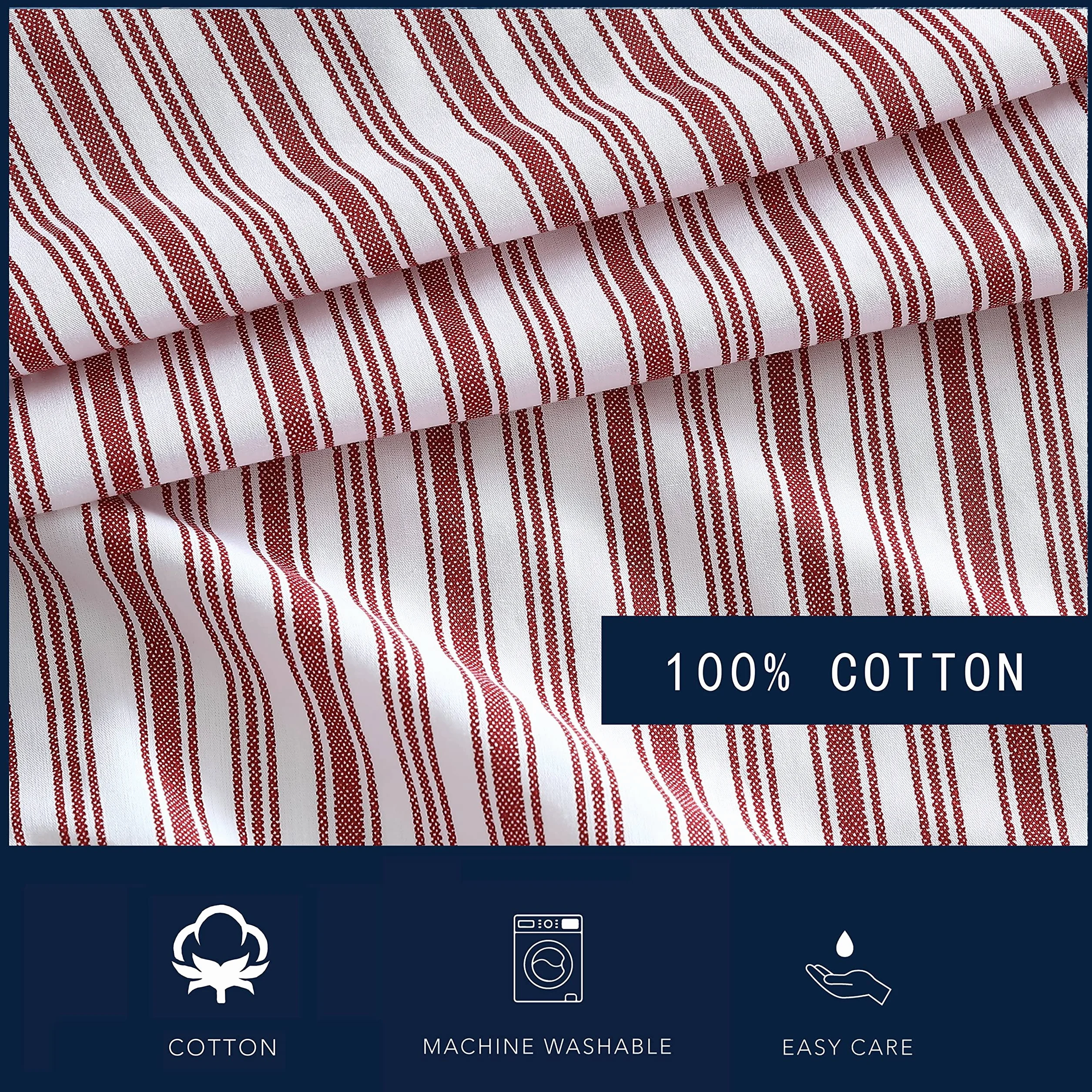 Nautica - Funda de edredón tamaño Queen, Ropa de Cama Reversible de algodón con Cierre de botón, decoración Casual del hogar para Todas Las Estaciones (Coleridge Stripe Red, Queen)