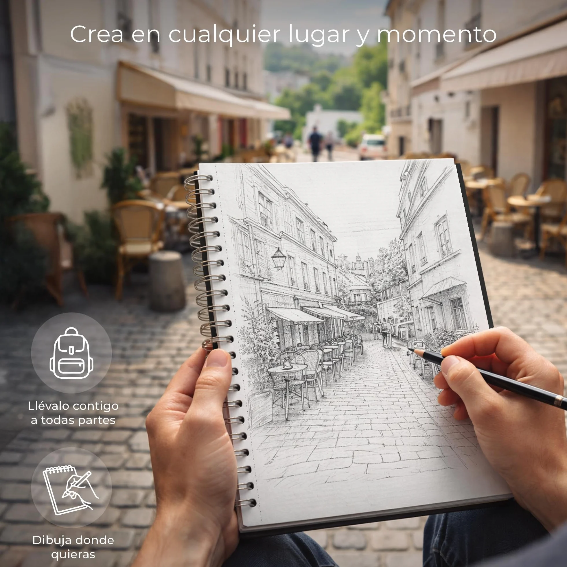 DIYIDEA Cuaderno de Dibujo A4 200 g/m² 100 Páginas Espiral Tapa Dura Bloc de Dibujo para Lápiz Carboncillo Grafito y Pastel