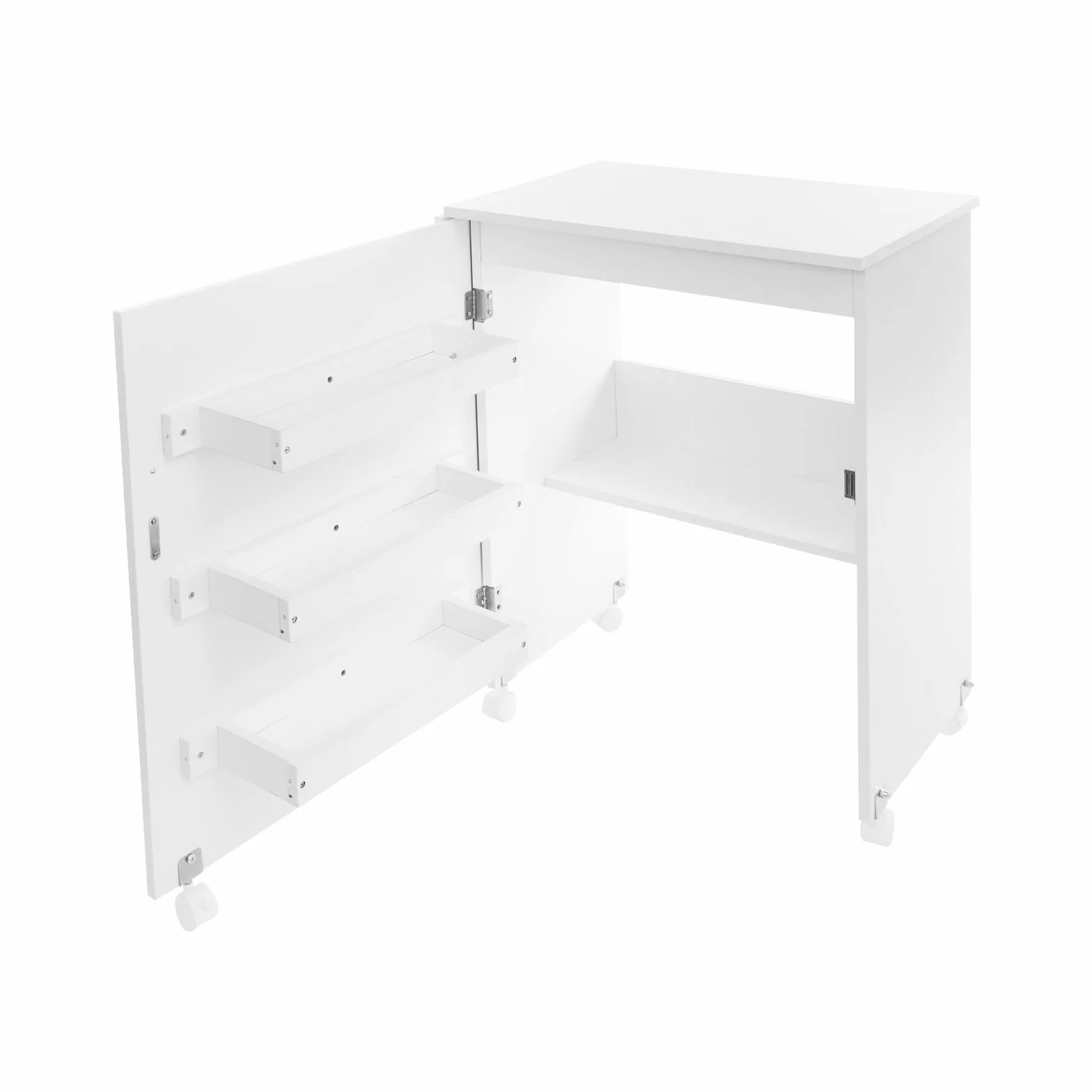 Mesa plegable para máquina de coser 2 en 1, mesa de coser plegable, mesa multiusos con 5 ruedas, para estudios y talleres
