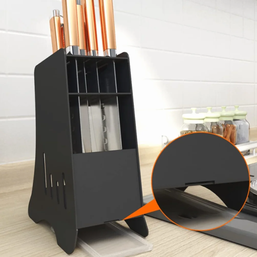 Sujetador de cuchillo Bloque de cuchillas de 7 orificios, acero inoxidable sin cuchillas de cuchillo, con tenedor de cuchilla de drenaje extraíble. Utensilios de cocina Organizador de cuchillos
