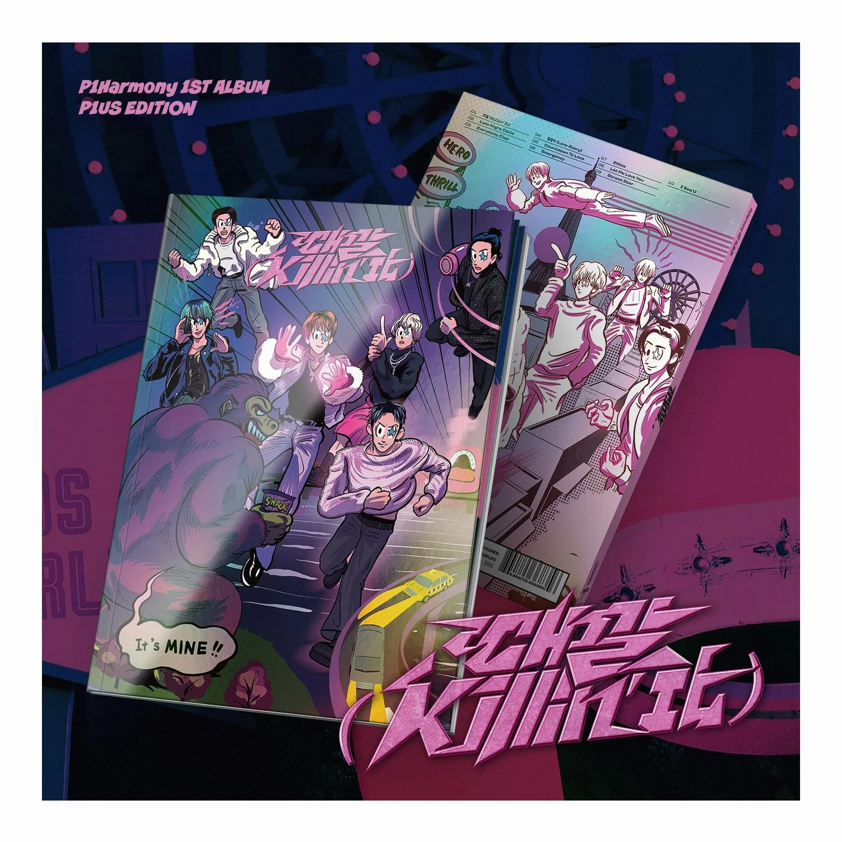 DREAMUS P1Harmony Killin' It - 1er álbum edición P1us CD + póster plegado en el paquete + libro de fotos + tarjeta de agradecimiento + tarjeta fotográfica selfie + tarjeta fotográfica de unidad +