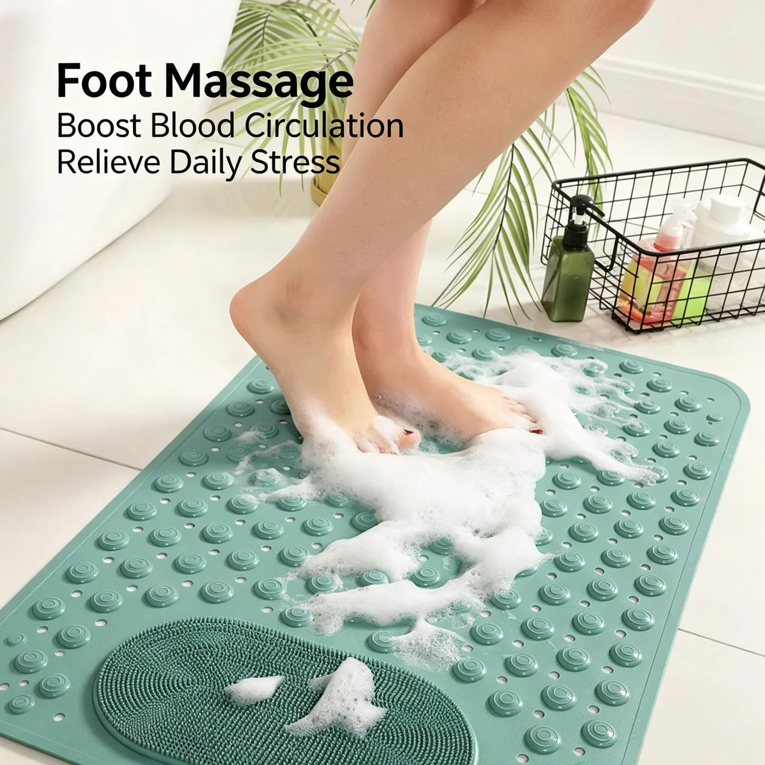 Antideslizante para Ducha material TPE ecológico Alfombra Bañera 36.5x69/50x80/59x89cm potente ventosa con Drenaje Enrollable Secado Cuenta con una zona cepillado cerdas suaves suelos encharcados