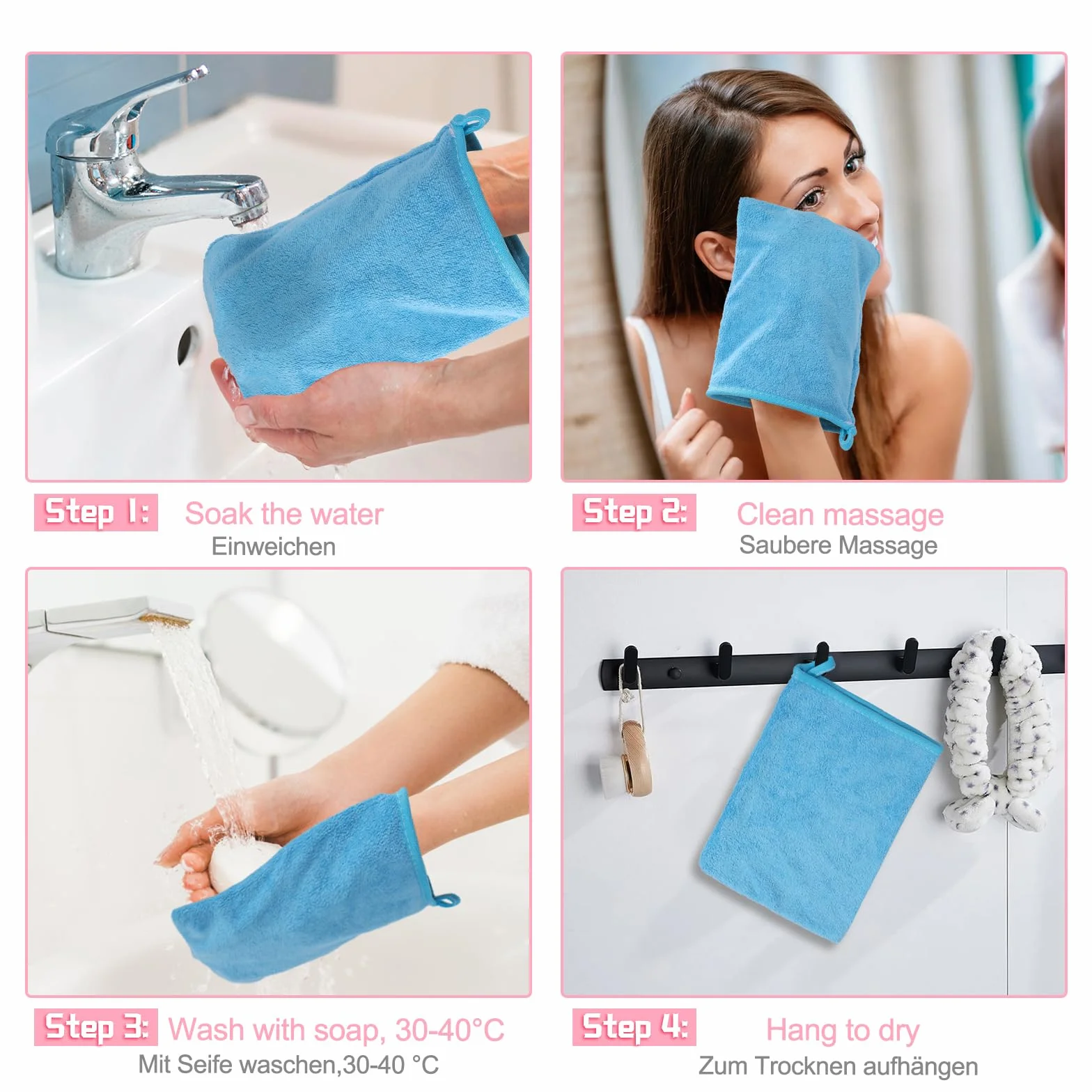 PHOGARY 10 Toallas Faciales Microfibra Premium 15x20 cm Superabsorbentes Secado rápido