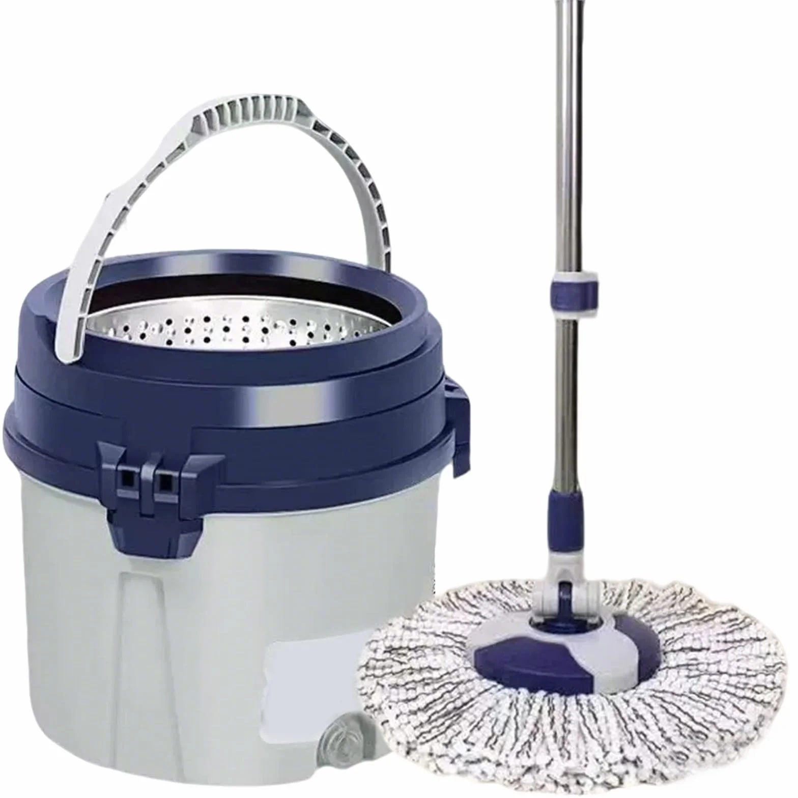 Juego de fregona giratoria y cubo, cabezal giratorio de 360° con almohadillas de microfibra, limpieza de suelos para todas las superficies