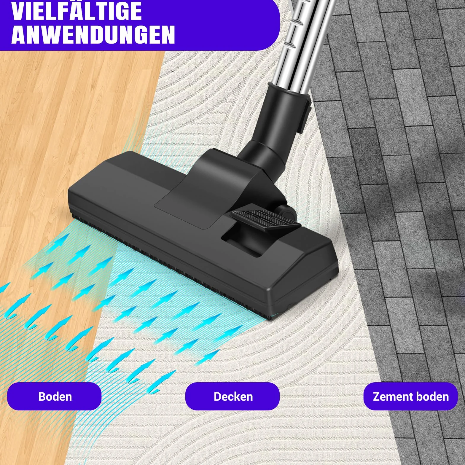 Aspiradora sin bolsa de 1000 W, con tecnología ciclónica con filtro HEPA, boquilla de suelo para parqué, alfombra, azulejos, aspiradora cilíndrica ligera con cable de 4 m, 10 m de radio de