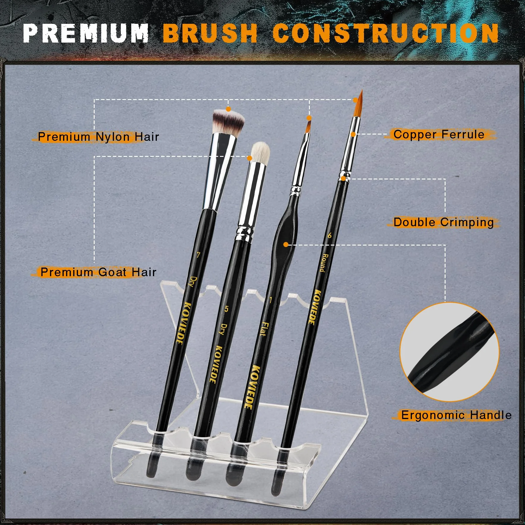 Pinceles de pintura en miniatura, juego de 20 pinceles de pintura con contenedor para pincel seco, acrílico, pintura de detalles finos, pintura en miniatura y pintura por números