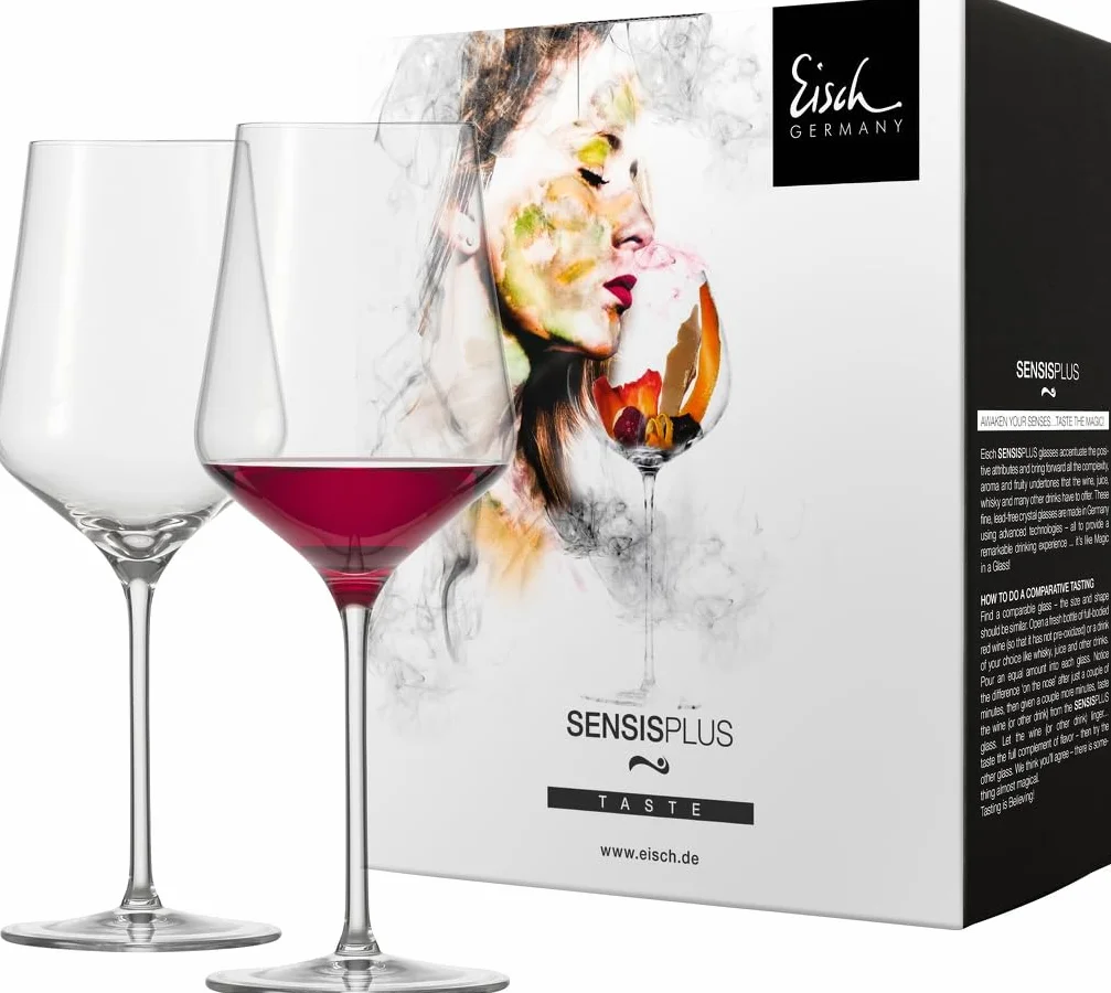 EISCH 25184020 Elish Sky Sensis Plus - Juego de 2 copas de vino tinto sin plomo, 17.2 onzas, líquido, transparente