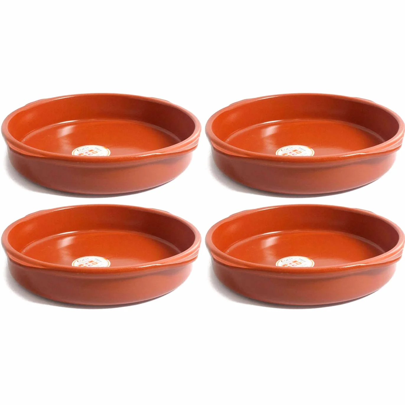 Acan Tradineur - Pack de 4 Cazuelas Redonda de Barro - Apta para vitro y Horno - Ideal para guisos y asados caseros - Ø 40 cm.