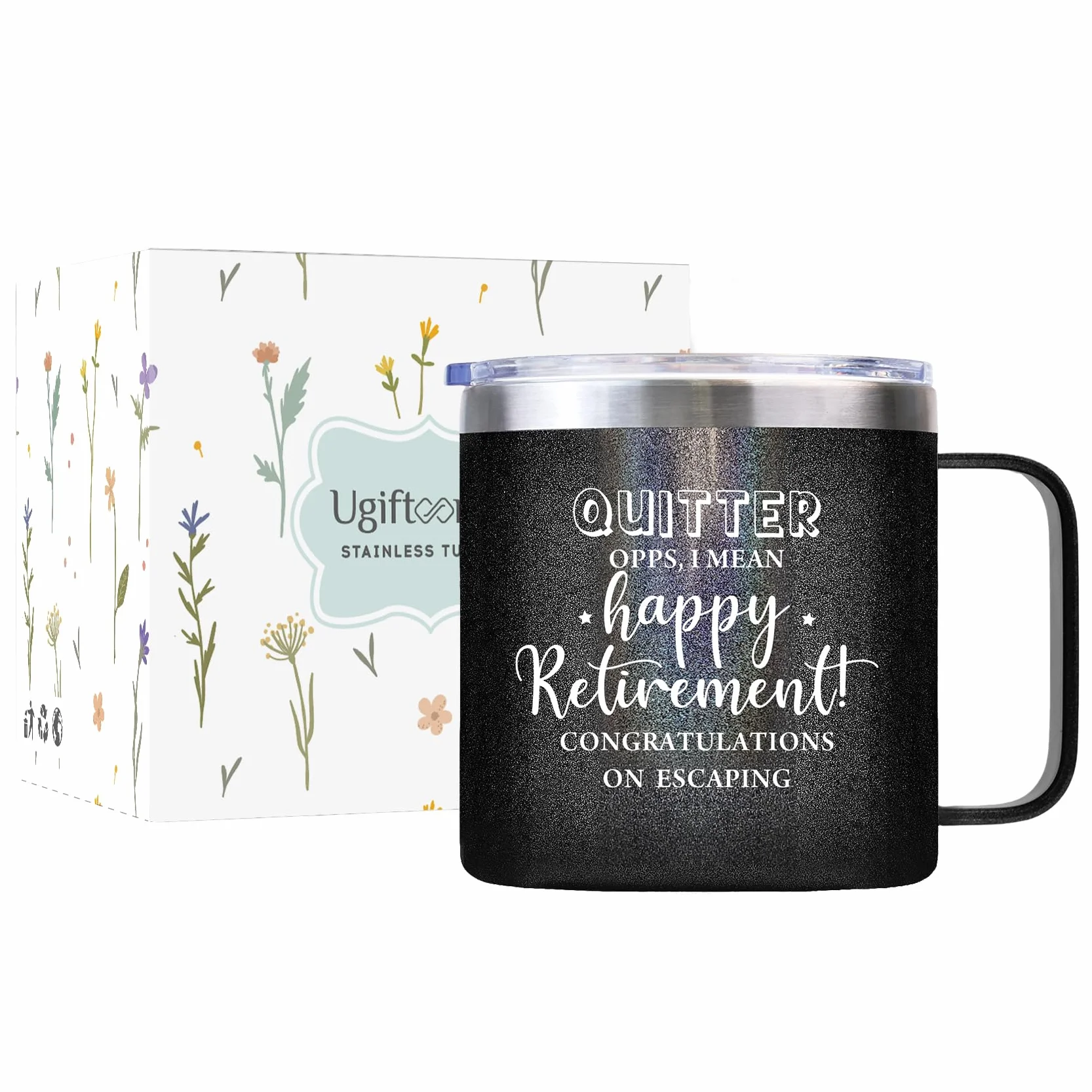 Regalos de jubilación para mujeres y hombres, vaso de jubilación con texto en inglés "I Mean Happy" para jubilación, regalo de despedida para compañeros de trabajo, colegas, jefes, amigos