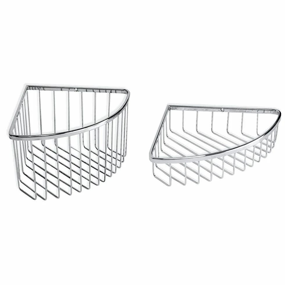 Tatay Krom Cesta Organizadora De Ducha Rinconera De Acero Inoxidable, Soporta Hasta 5 Kg, 20 X 13.5 X 20 Cm + Krom-Cesta De Almacenamiento Esquinera, 270 X 205 X 50 Cm, Metal, Plateado, Talla Única