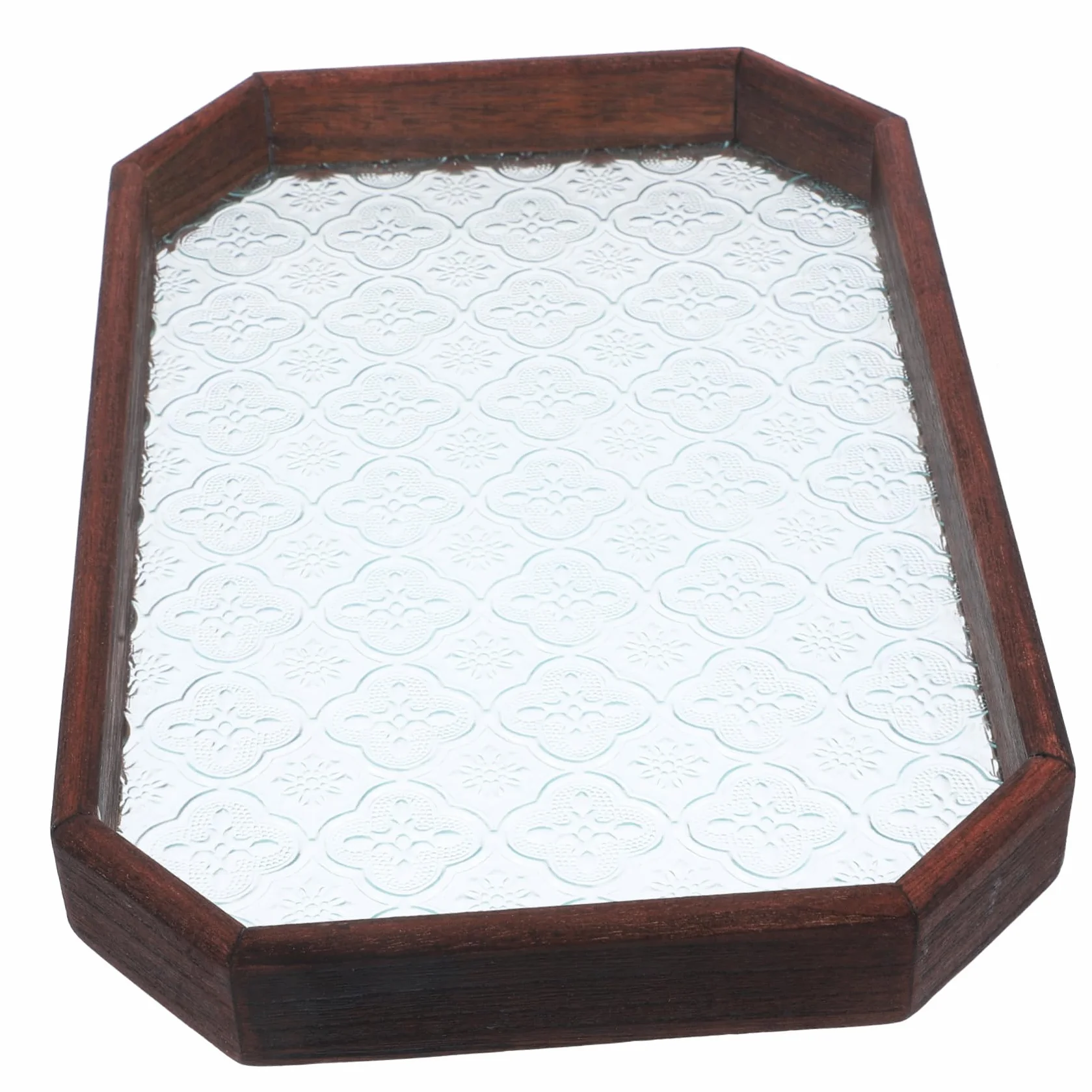 Bandeja Vintage para Servir Snacks y Dulces de Madera y Vidrio Resistente a Roturas, Adecuada para Uso con Invitados en Fiestas