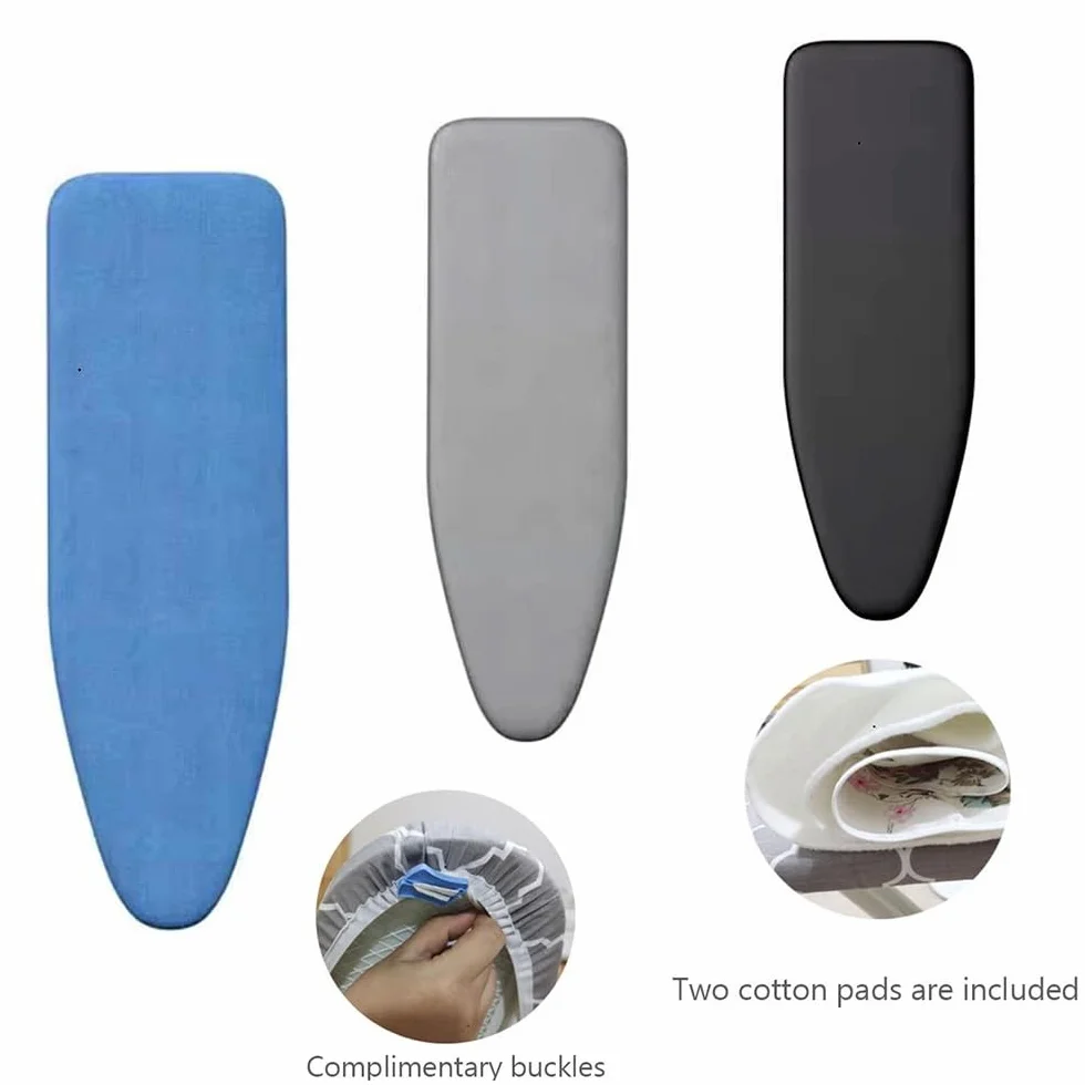 Funda para tabla de planchar extragruesa, 110 x 34 cm, algodón, color azul y negro, 7 mm, acolchada, para mesas de 100 x 34 y 120 x 38 pulgadas, resistente al calor, perfecta para uso doméstico