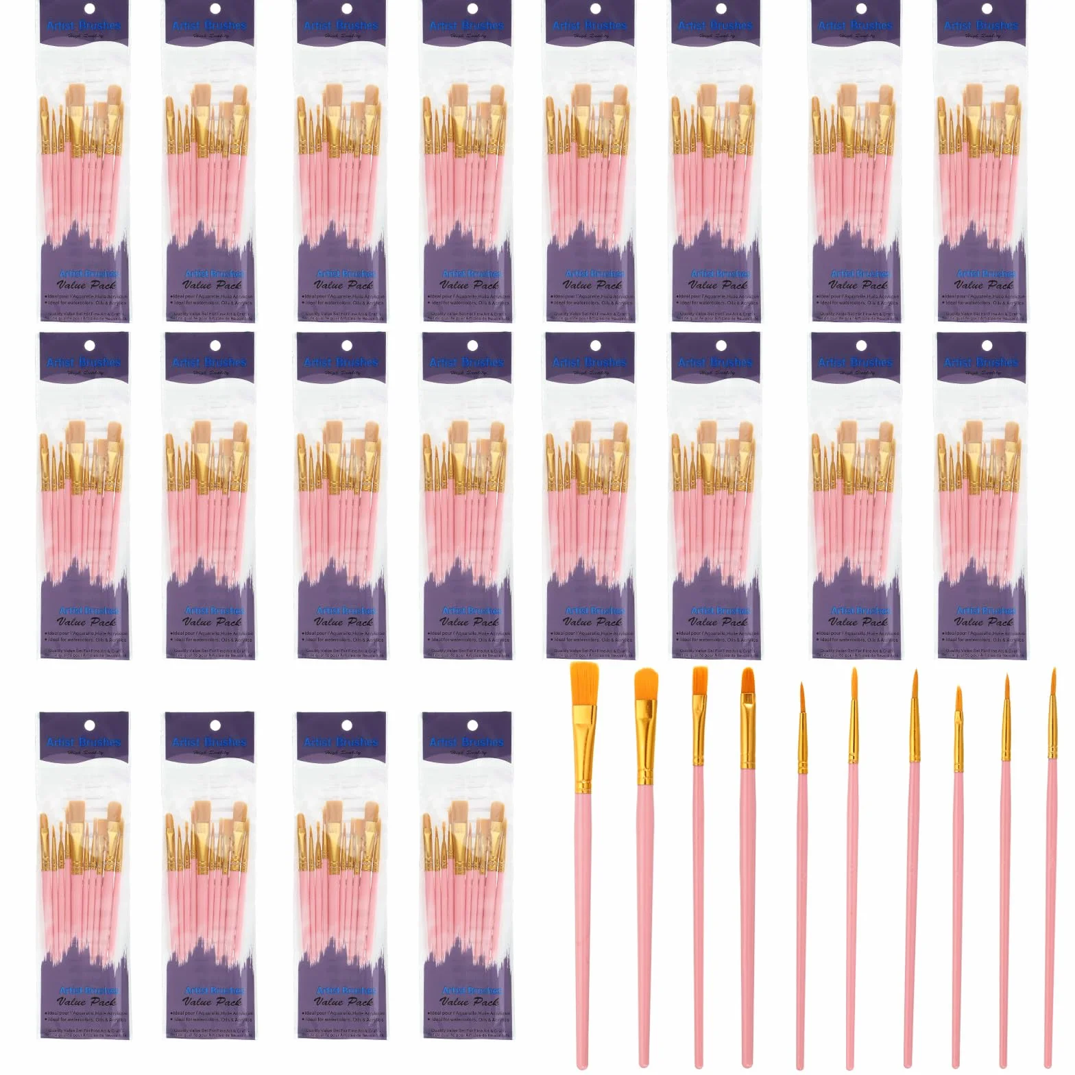 PATIKIL Juego De Pinceles para Pintura, 200Pcs Pincel De Pintura Acrílica De Pelo De Nylon para Acuarela Pintura Al Óleo Miniaturas Detalles Pintura En Roca, Rojo