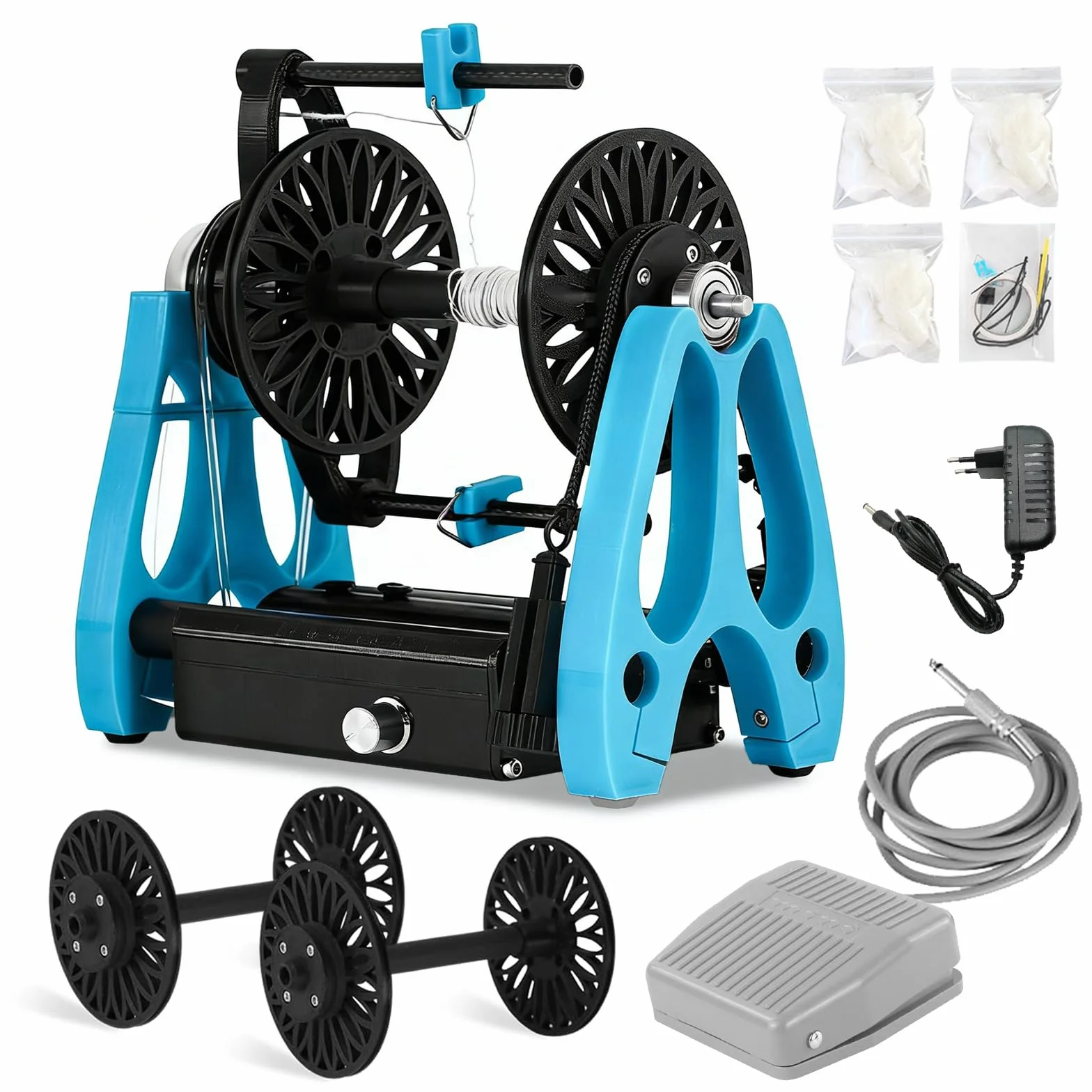 Rueca Eléctrica, Mini Rueca Doméstica Para Hilar Lana Con Pedal, Control De Velocidad Continuo Bobinadora Hilo De 1800 Rpm MáQuina De Hilar Fibra De AlgodóN Y Seda Conmutación Avance y Retroceso
