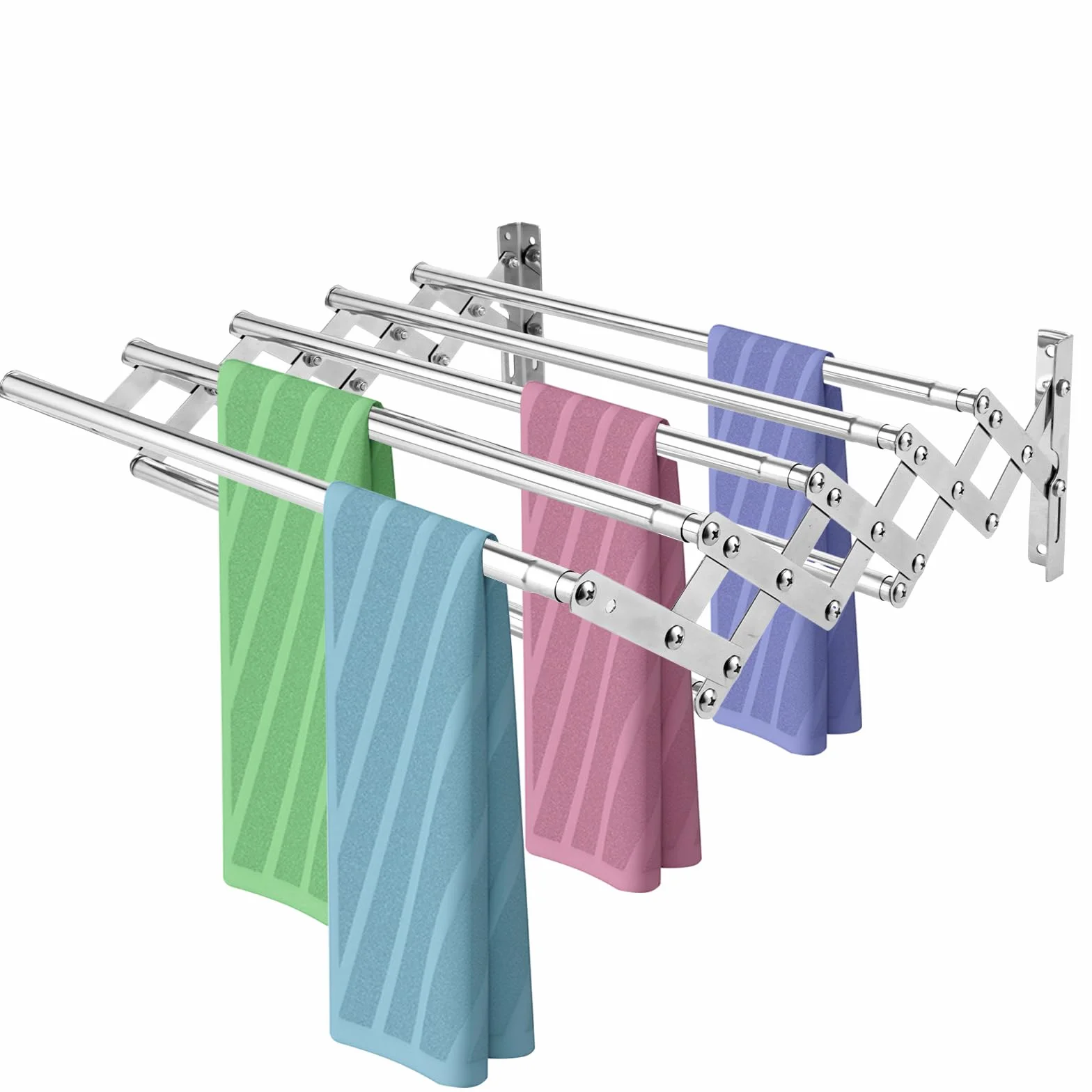 Tendedero de pared para colgar en la pared, extensible, plegable, con 7 barras, para baño, balcón, cuarto de lavandería