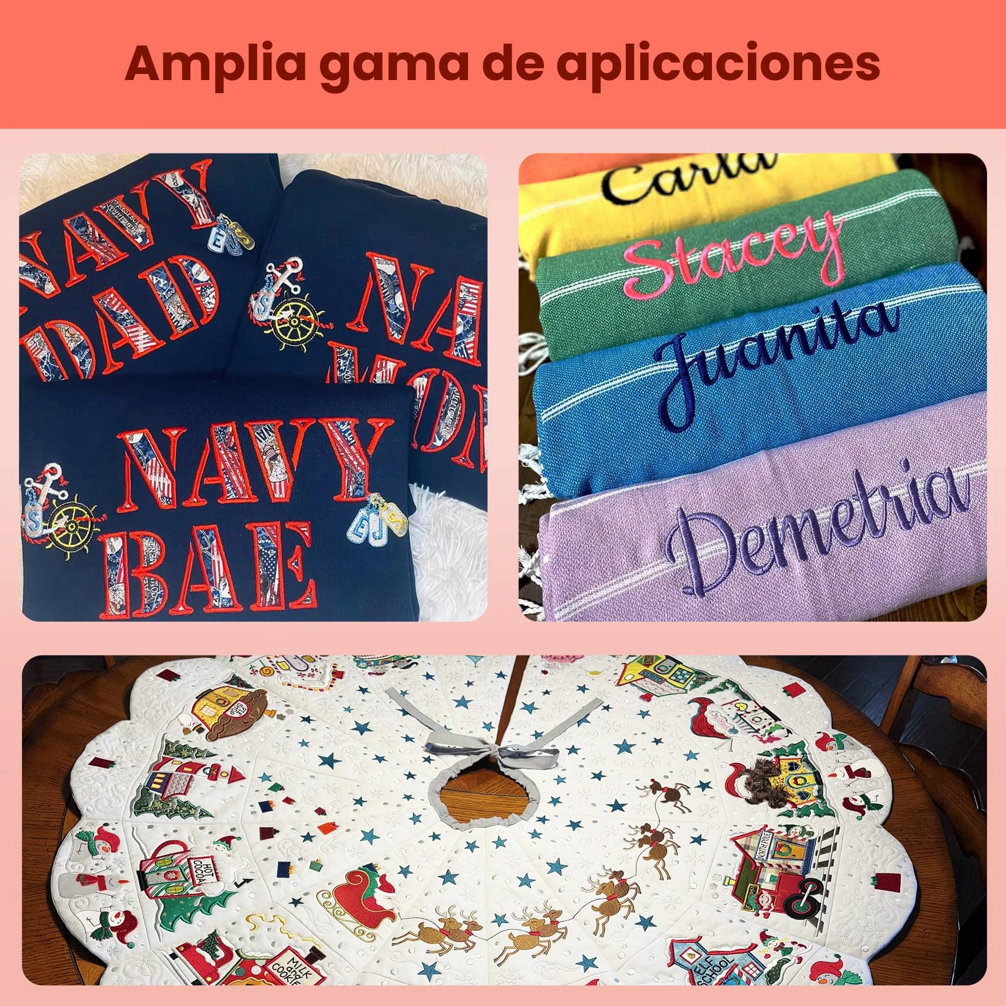 PooLin EOC06 Roja - Máquina de bordar, pantalla táctil, bordador digital, letras y patrones, máquina embroidery, para personalizar camisetas, polos, chaquetas, camisas, bolsos, toallas y más