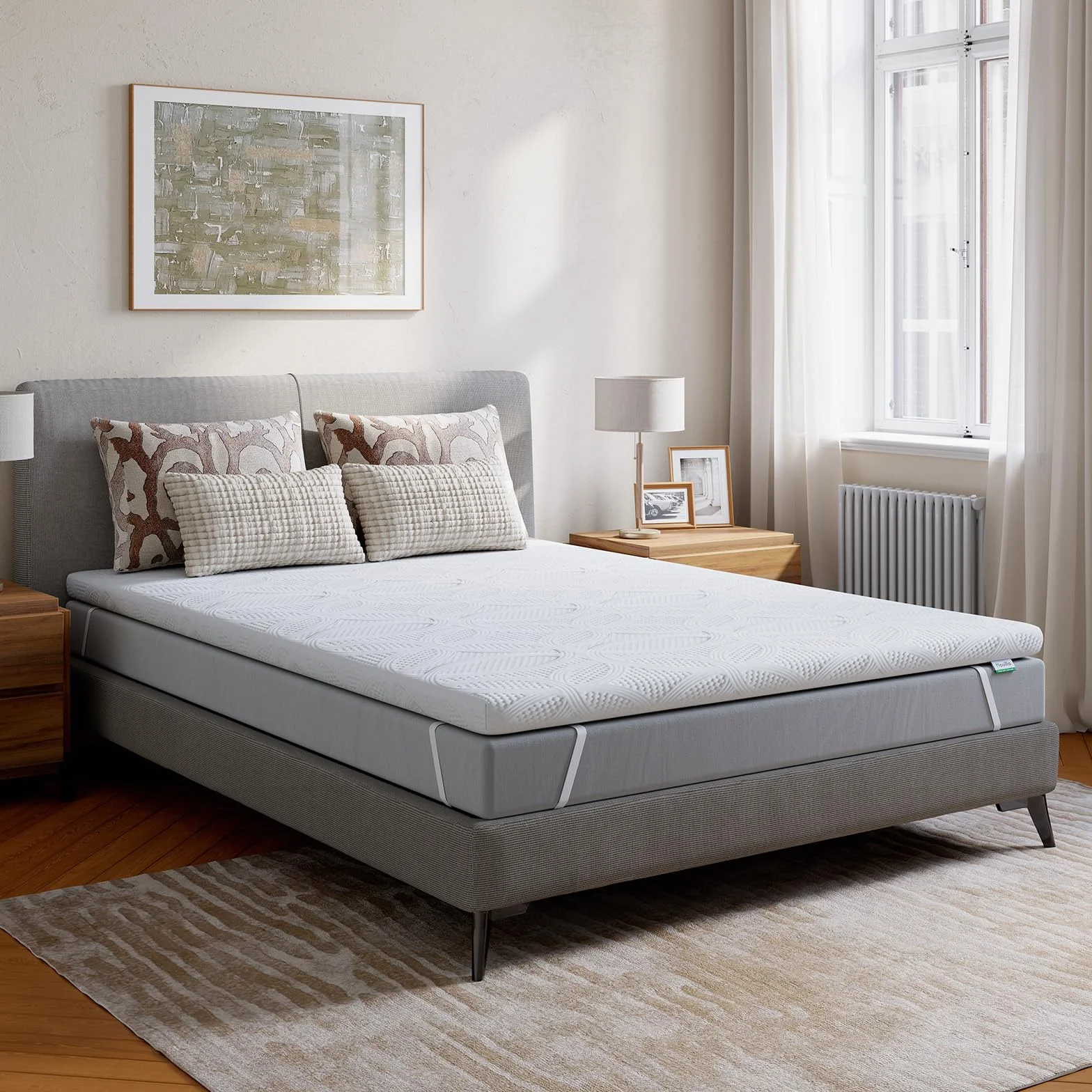 Novilla Topper Viscoelástico 150x200 5cm, Colchoncillo Espuma Gel Ventilada y Soporte, Funda Lavable y Antideslizante, Certificado Oeko-Tex, Confort Suave y Fresco