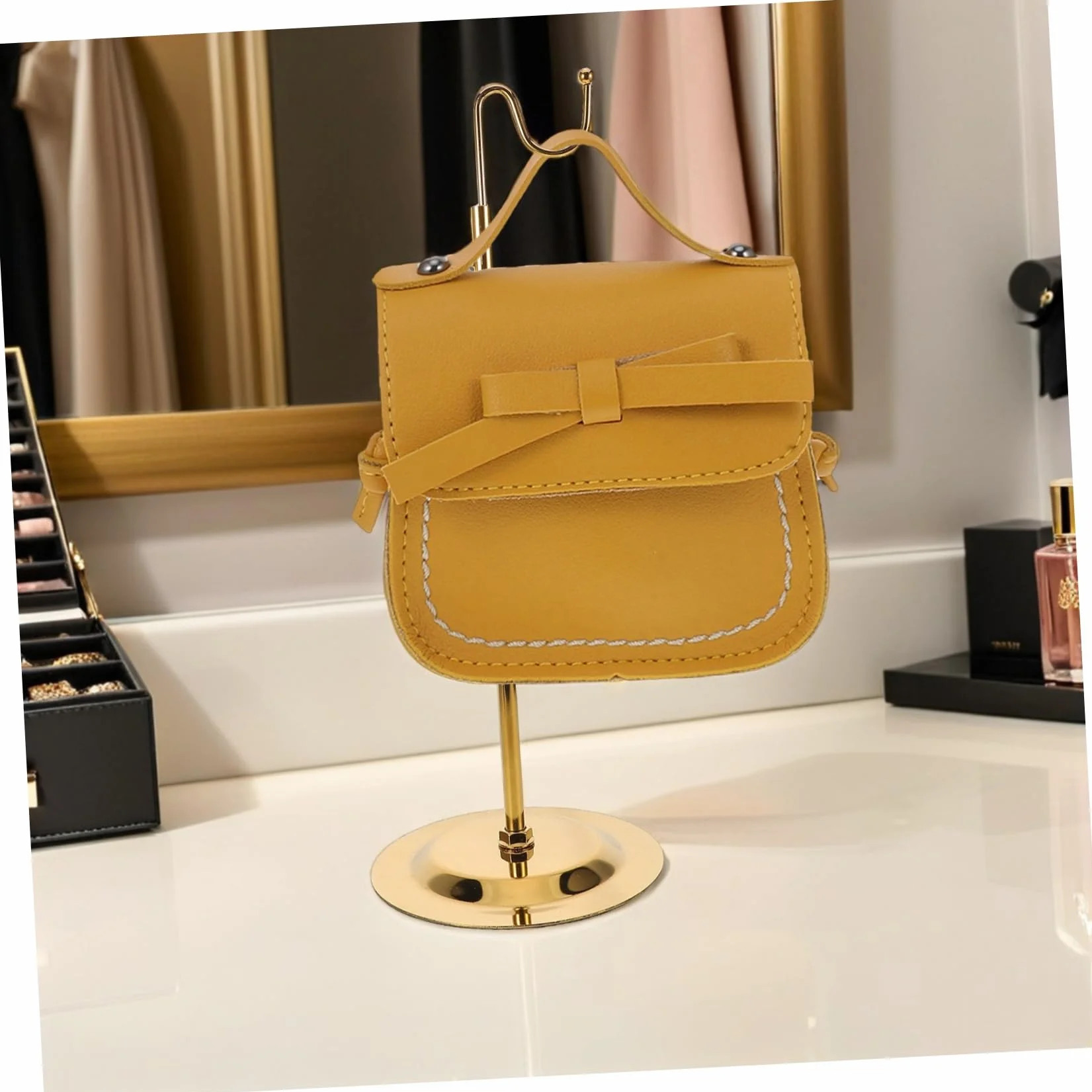 PRETYZOOM Expositor de Bolsos Metalico para Tienda Gancho Ajustable y Soporte de Sobremesa para Accesorios y Carteras