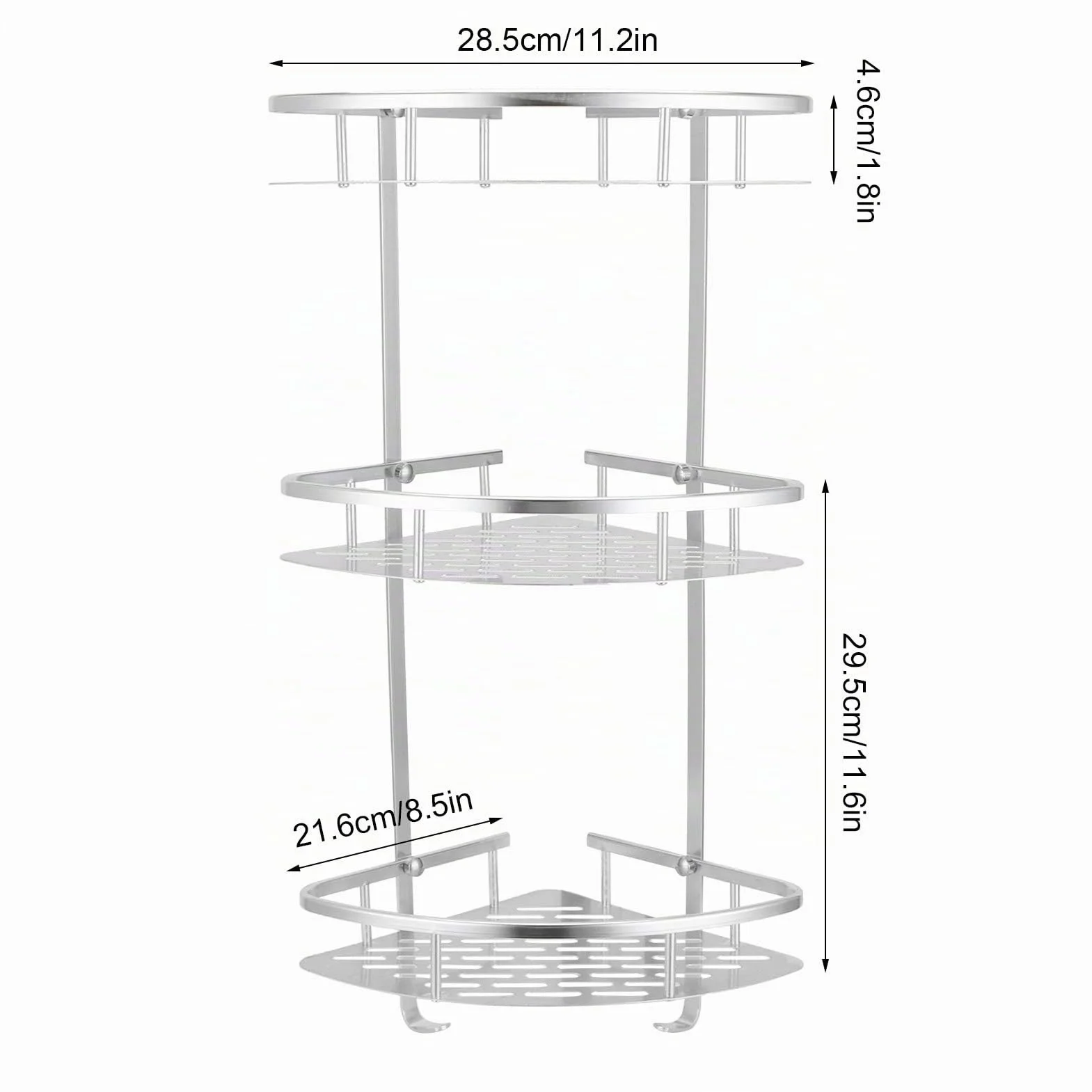 Cocoarm Estante de Ducha de Esquina de 3 Niveles Organizador de Ducha Montado en la Pared Caddies de Ducha de Baño de Aluminio Estante de Esquina de Diseño Tallado Hueco Adecuado para
