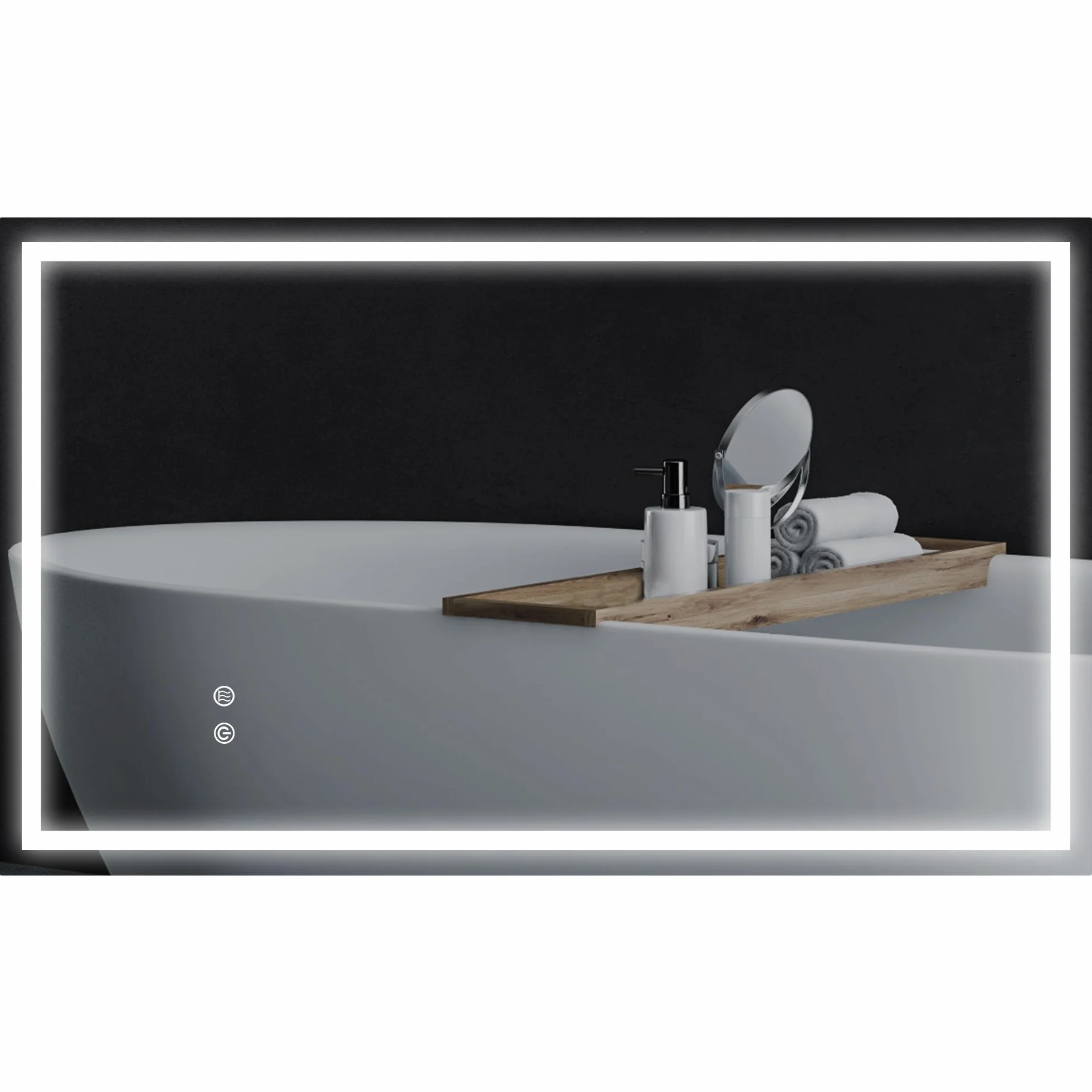 HOMCOM Espejo de Baño con Luz LED de 3 Colores 100x60 cm Espejo de Pared con Luz Retroiluminado Antivaho Brillo Regulable Interruptor Táctil IP44 Montaje Horizontal o Vertical