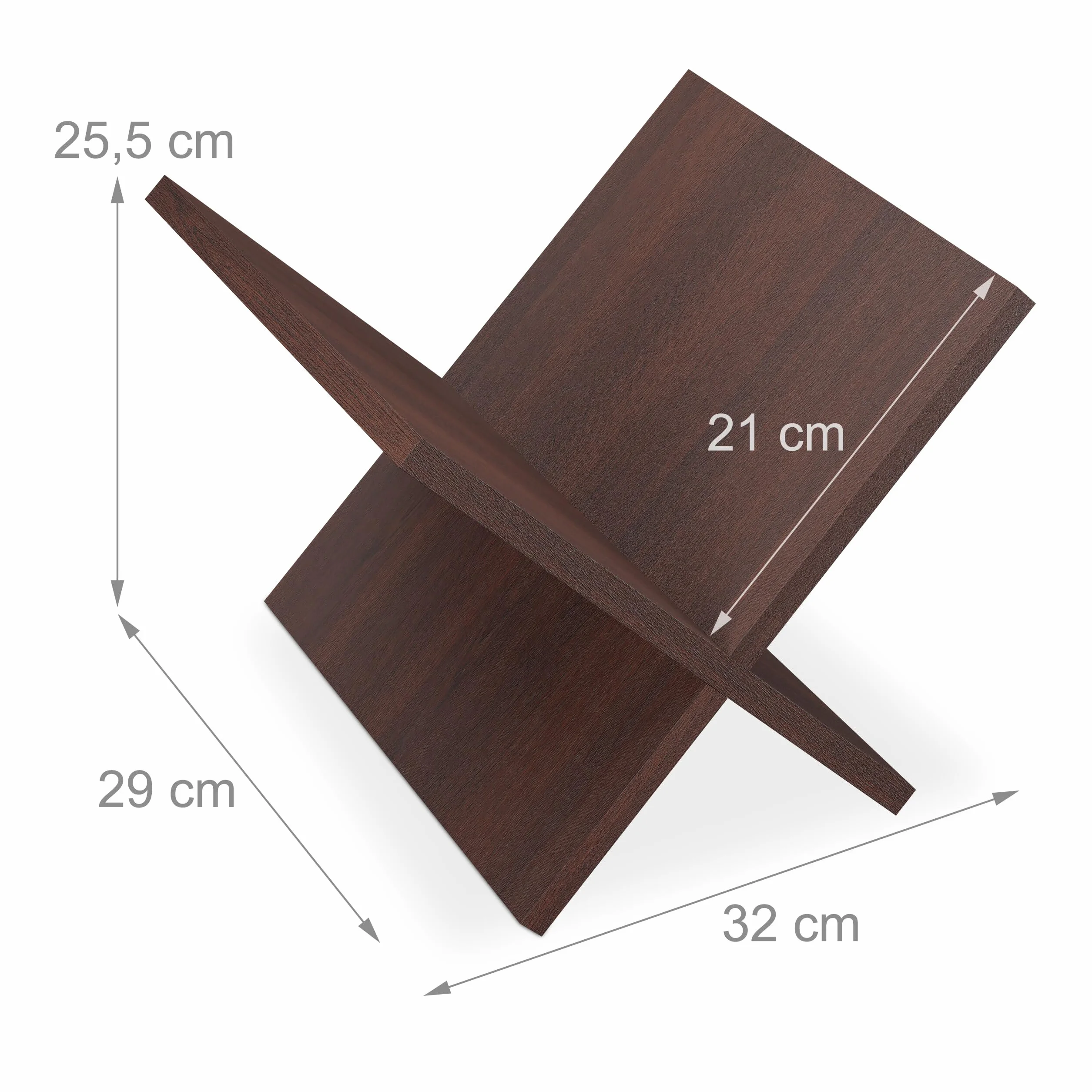 Relaxdays Revistero Madera de Nogal A4 25,5 x 32 x 29 cm Marrón Oscuro