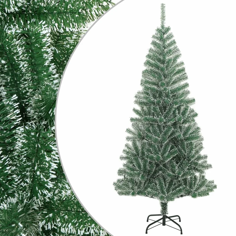 Árbol de Navidad artificial nevado 240 cm con 1300 puntas PET soporte de metal estable diseño moderno verde blanco para decoración interior Navidad