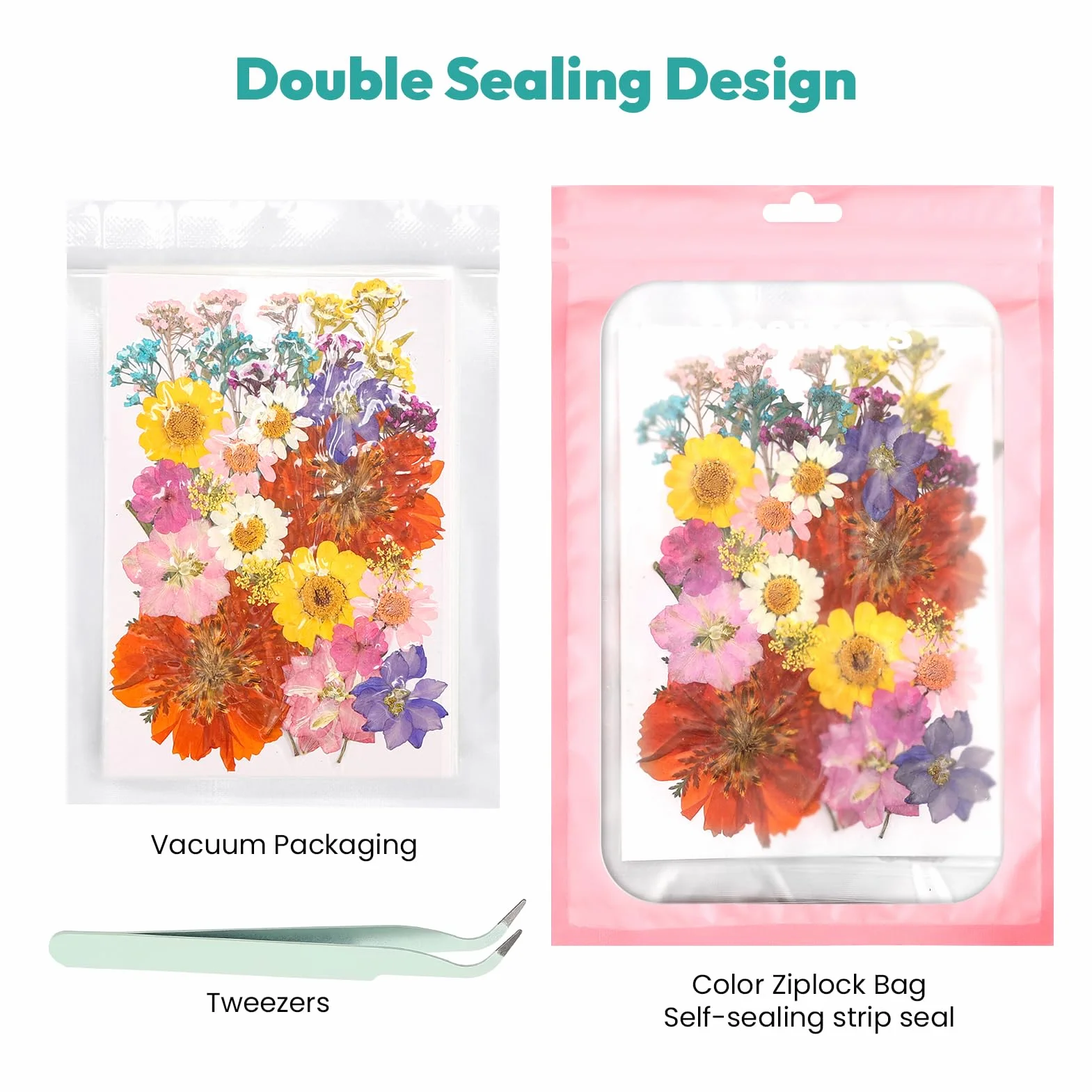 Resiners 58Pcs Flores Secas Prensadas para Moldes de Resina, Kit Hojas Reales para Manualidades Joyería Scrapbook DIY