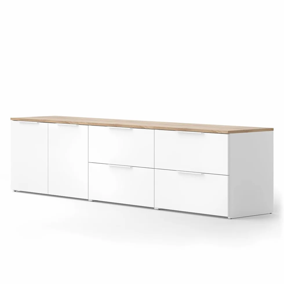 Vicco Conjunto de salón Wido, Blanco/Sonoma, 3 Partes, Compatible con Otros Elementos de la Serie Wido