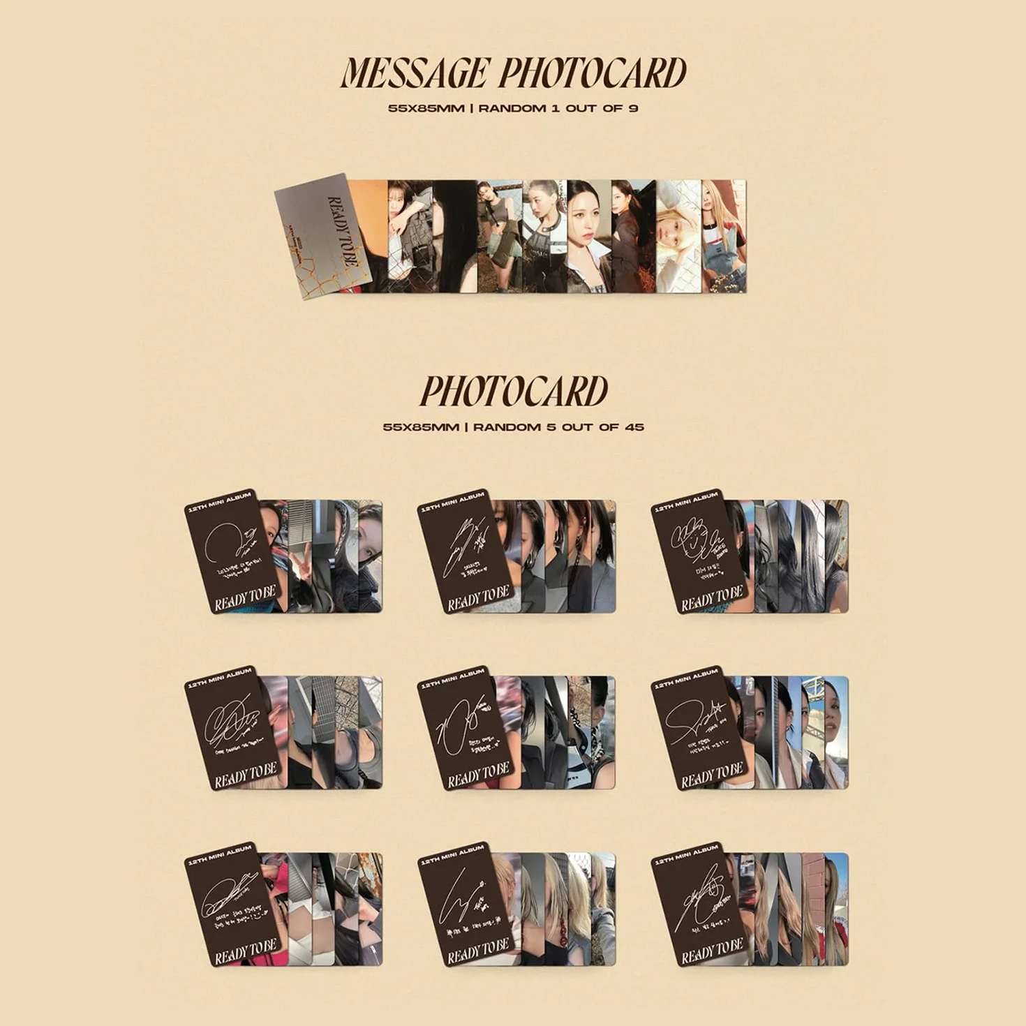 TWICE 12th Mini Album READY TO BE READY Ver. Photobook CD-R Folded Poster Postcard Message Photocard Set PVC Card