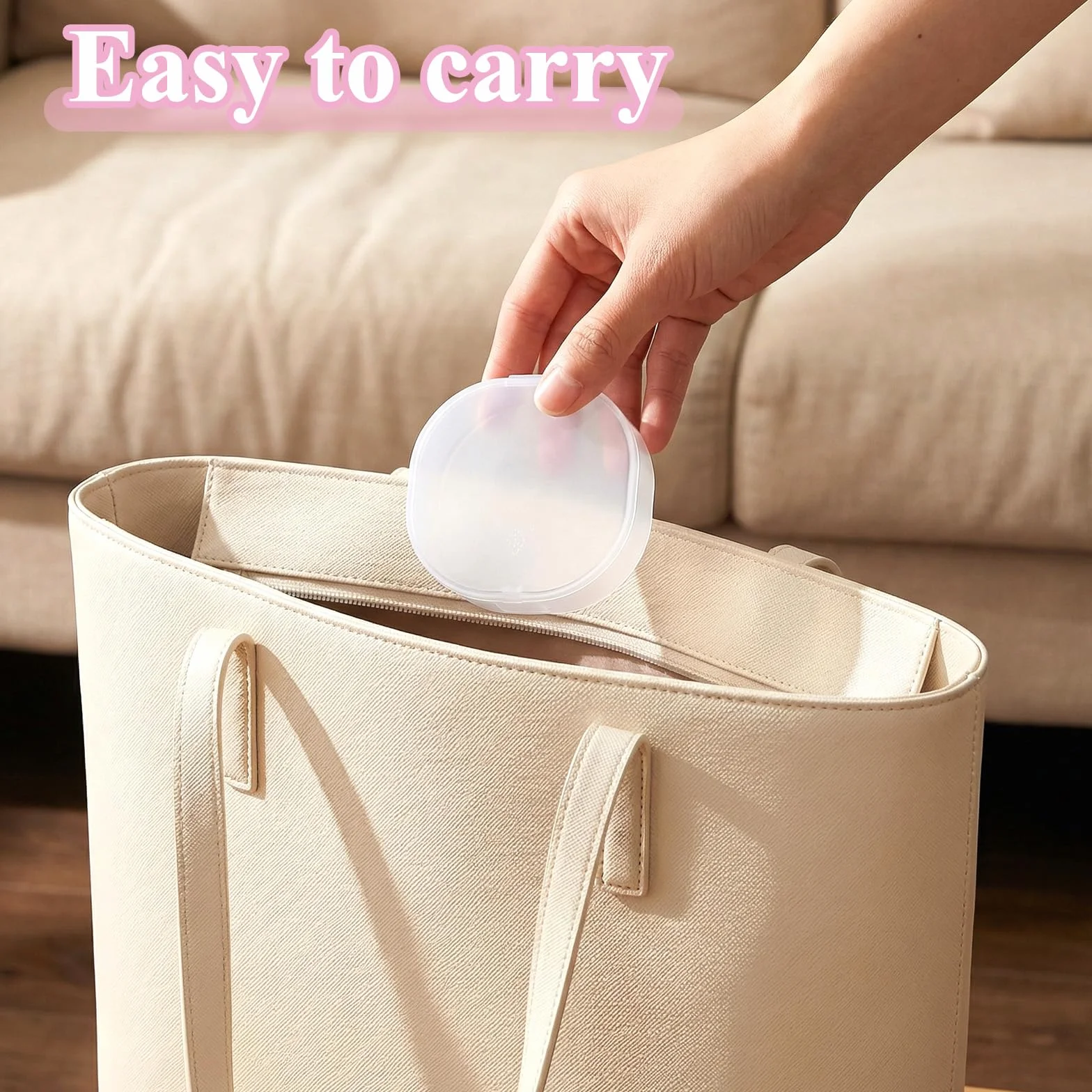 Qianyu 4 piezas portátil redondo soporte plástico cosméticos almohadillas de algodón contenedor de viaje dispensador esponja maquillaje transparente caja almacenamiento