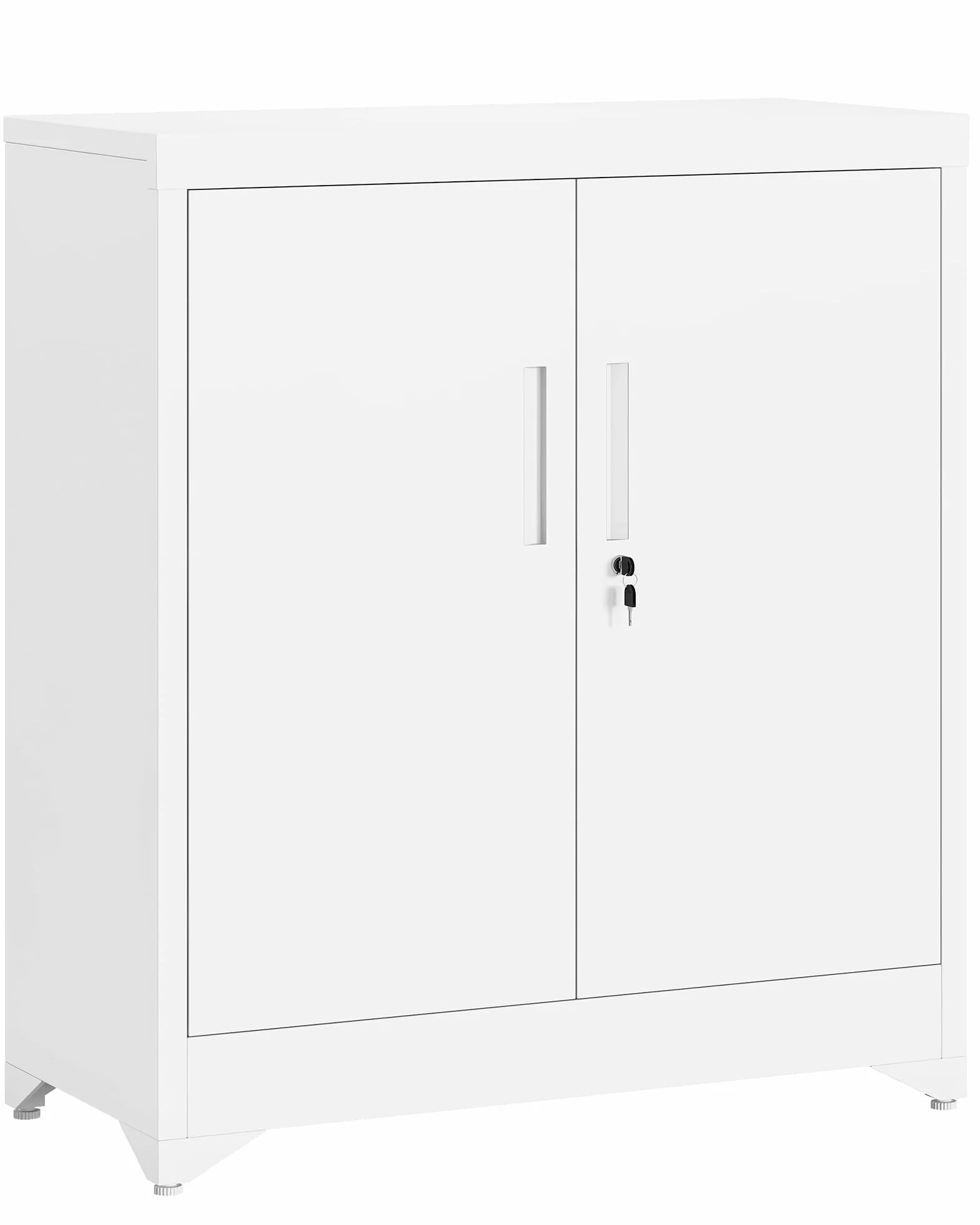 KIMENICH Armario Metálico, Exterior, Oficina con Estantes Ajustables, Archivador con Llave, Multiusos, Taquilla, Acero, Blanco