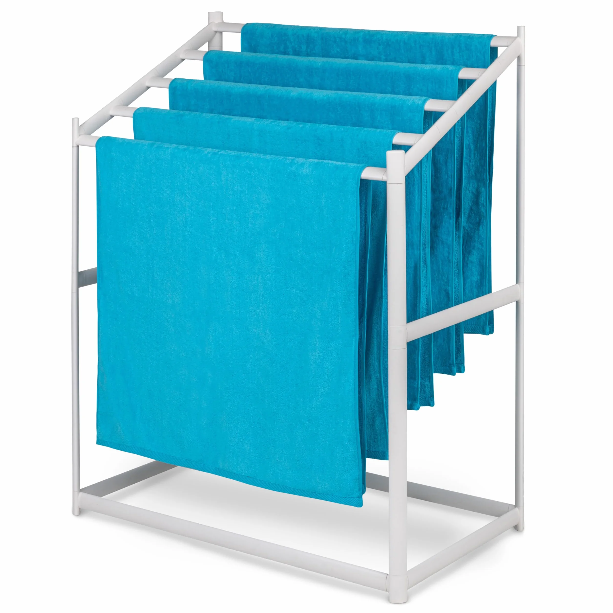 GoSports Coast - Estante de Secado de Toallas de Playa de PVC para Piscina y bañera de hidromasaje, diseño Moderno de 5 Niveles, Goma de cloruro de polivinilo, Color Blanco