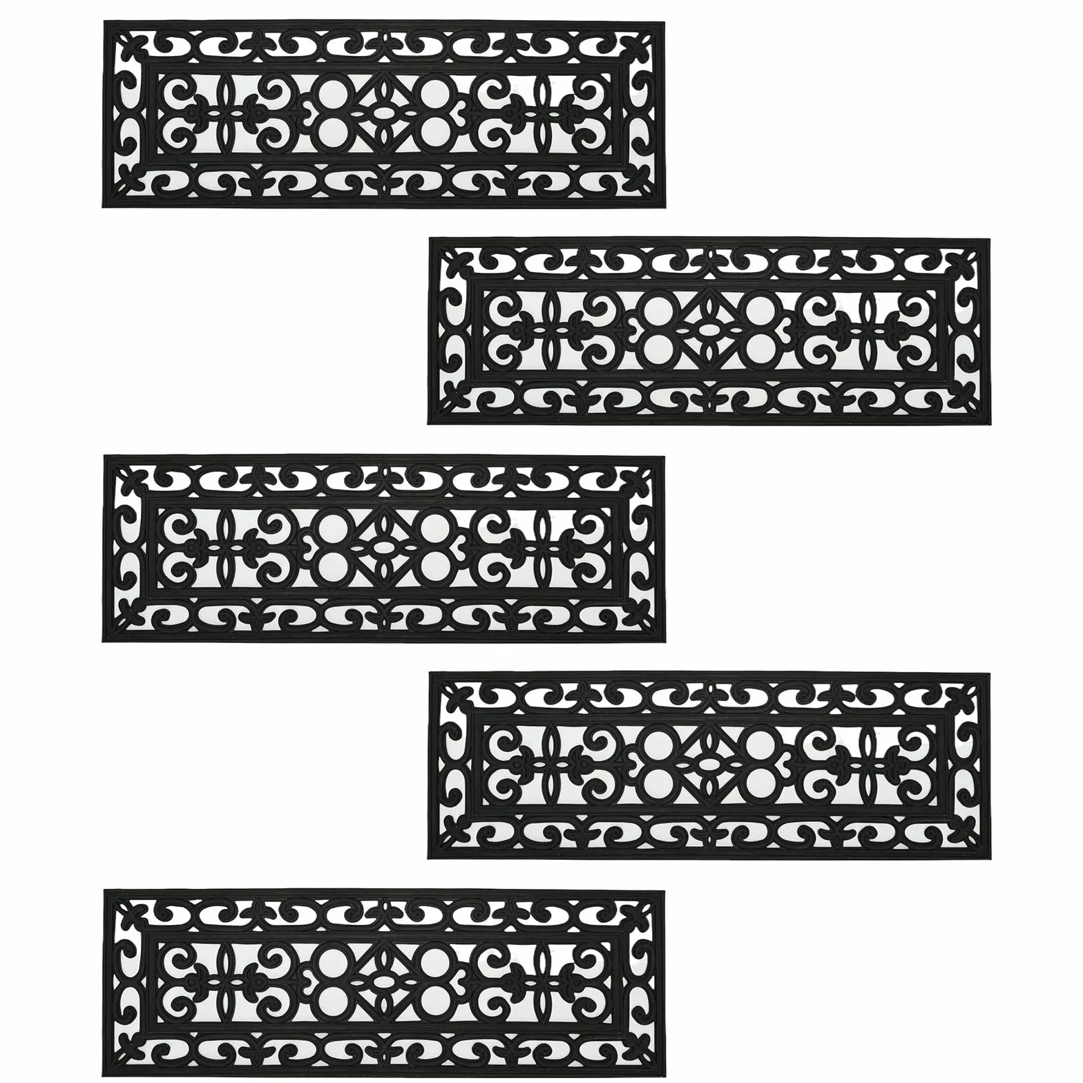 uyoyous Alfombrillas de goma para escaleras (paquete de 5) almohadillas de goma forjada para escalones de diseño antideslizante, alfombrillas protectoras de escalera para interiores y exteriores, 75 x