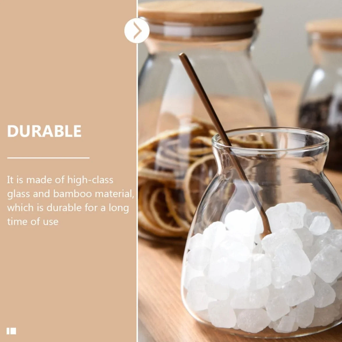 Tarros Tapa de Borosilicato Diseño de Capacidad 1000ml Set de 2 y Cierre Hermético para Almacenamiento de Alimentos para Escritorio