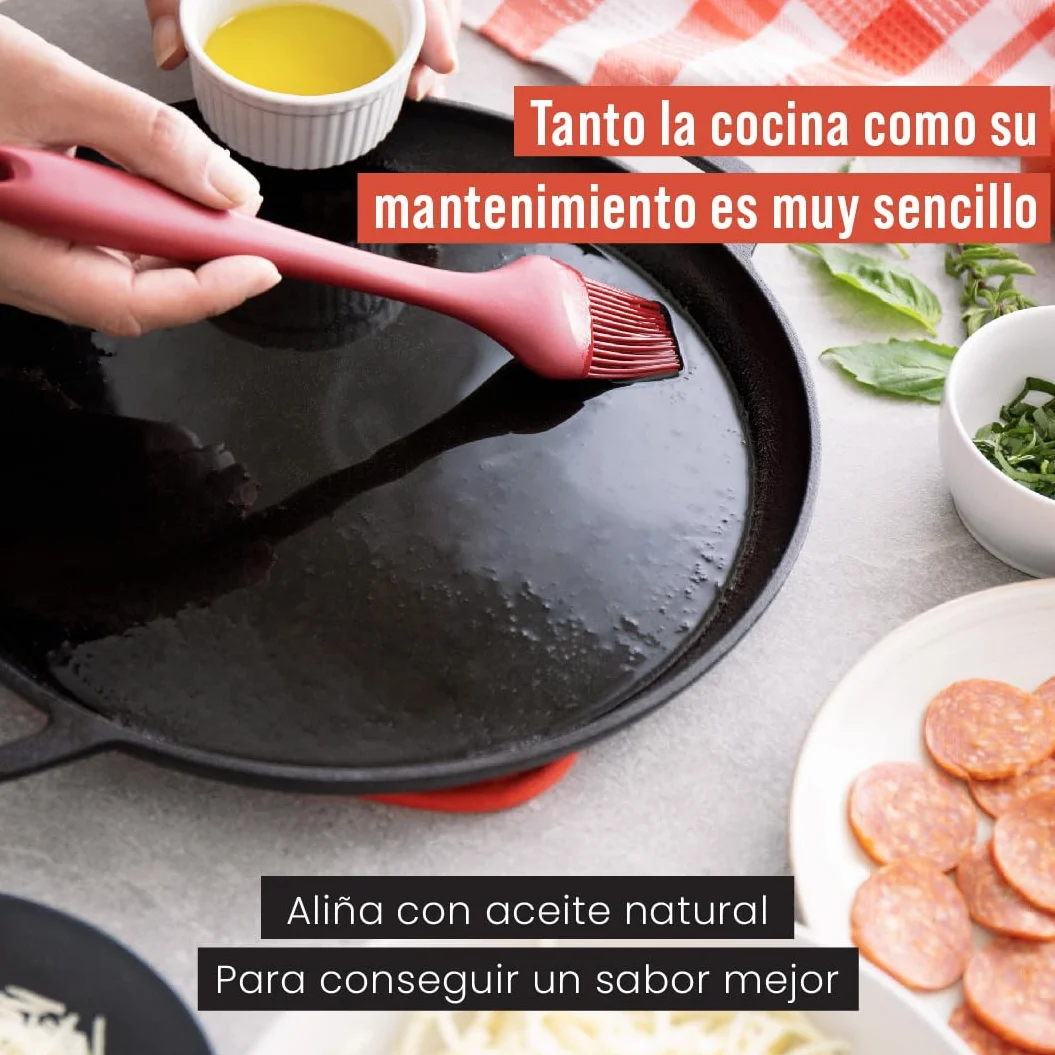 Chef Pomodoro Sartén Hierro Fundido para Pizza 30,5 cm - Pizza Pan con Asas - Plancha Hierro Fundido Redonda, Comal para Tortillas, Parrilla, Horno, Quemadores Gas, Barbacoa y Camping