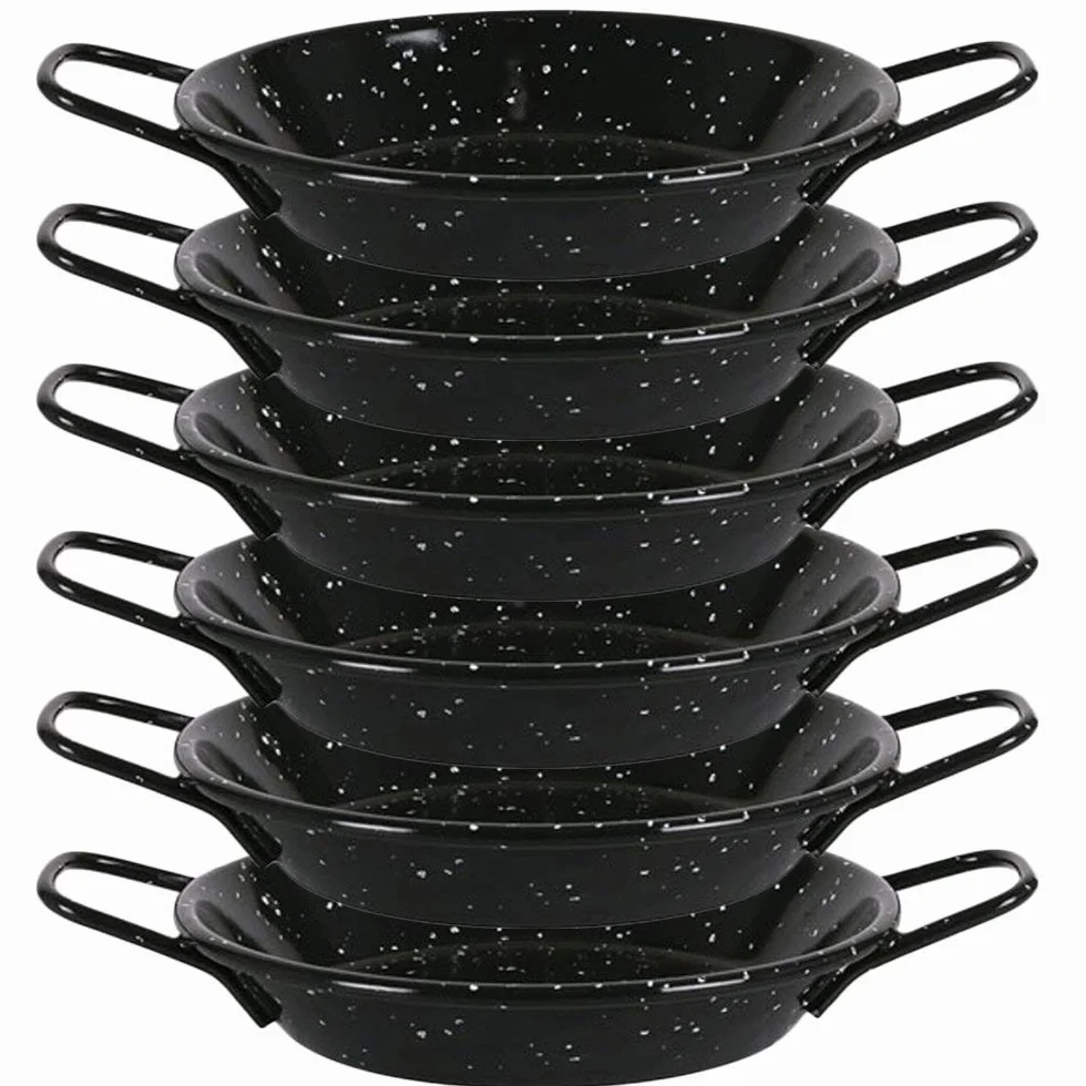 Menax - Paellera Mini - Acero Vitrificado - Set de 6 - Diámetro 16 centímetros - 1 Ración