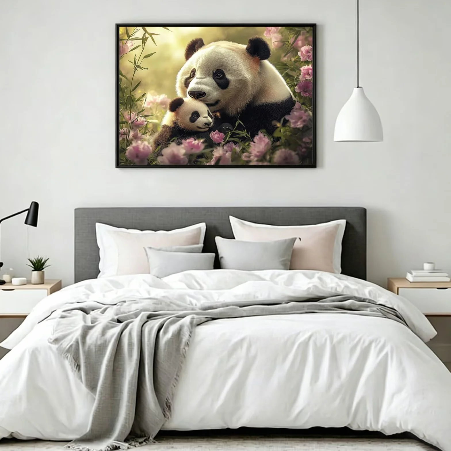 Pintar por Numeros panda Pinturas Acrilicas flor Pintura por Numeros Adultos DIY Lienzos para Pintar, Pintura Acrilica Manualidades, Decoración para Hogar, Regalos Cumpleaños, 90x120cm Sin Marco q-902