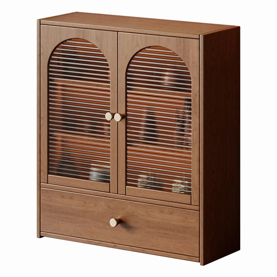 Mueble De Sobremesa Madera con Puertas Acrílicas Acanaladas 47cm Alto Puerta Sencilla O Doble 20cm 40cm Ancho Cajón Antipolvo para Juego De Té Sala De Té Encimera (