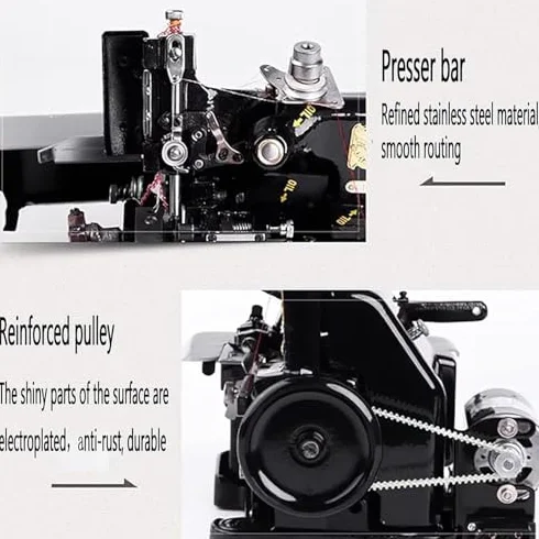 Máquina de coser Overlock de alta velocidad para dobladillo, 3000 puntadas/minuto, longitud de puntada ajustable, 3 opciones de puntada, potencia de 250 W, perfecta para costura en casa y proyectos de