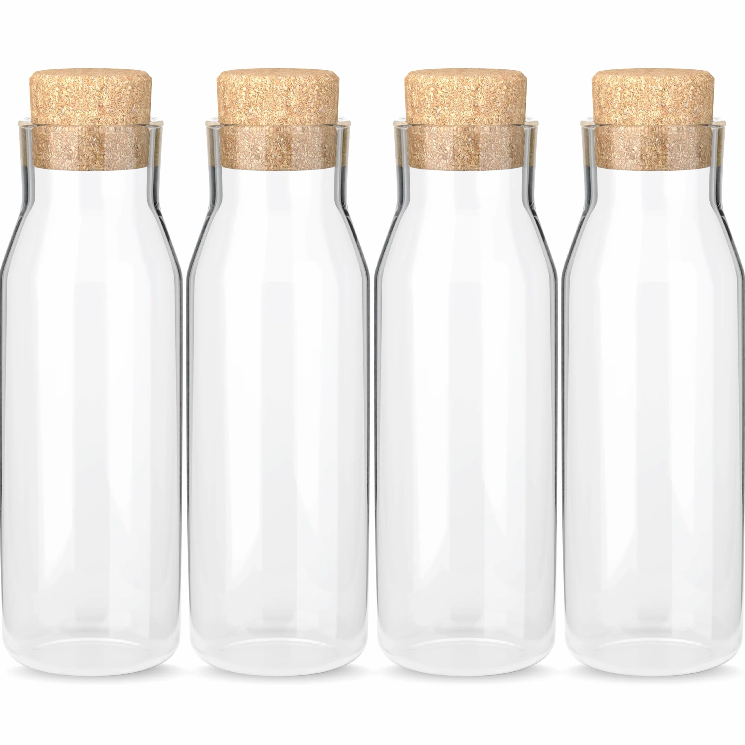 HEFTMAN Botellas de cristal con tapa de corcho (4 unidades, 1 litro)