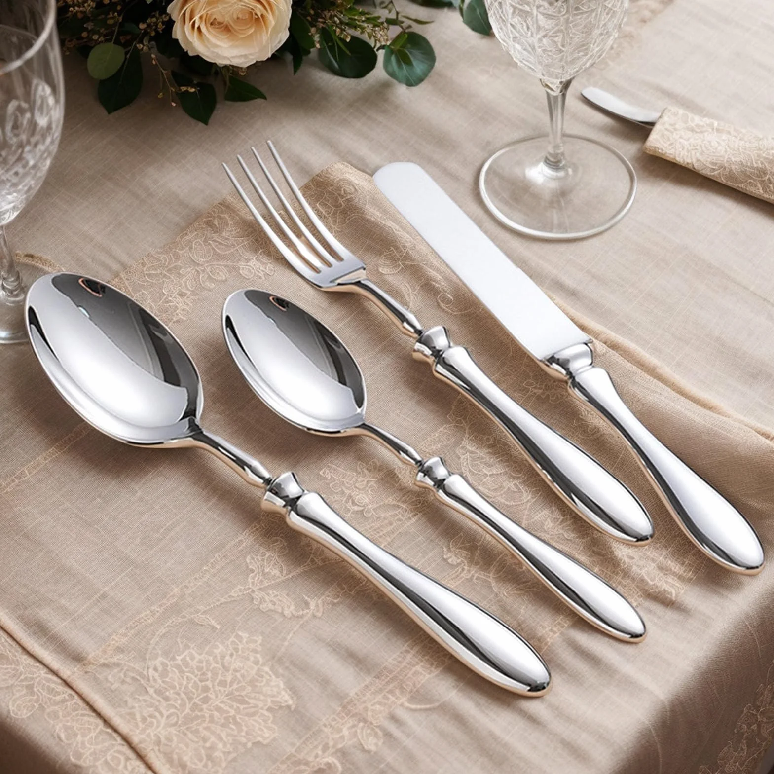 Juego Cubiertos Acero Inoxidable, Cuchillo Carne, Tenedor, Cucharas, | Utensilios De Cocina Y Cubertería Cuchillo de carne, tenedor, cuchara para comidas, postres, bodas y r