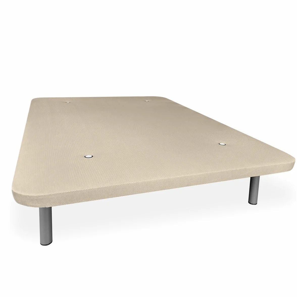 amuéblate online - Base Tapizada 3D Reforzada, Gran Estabilidad con 5 Barras Transversales y 6 Patas metálicas roscadas de 27cm, 90 x 200, Beige