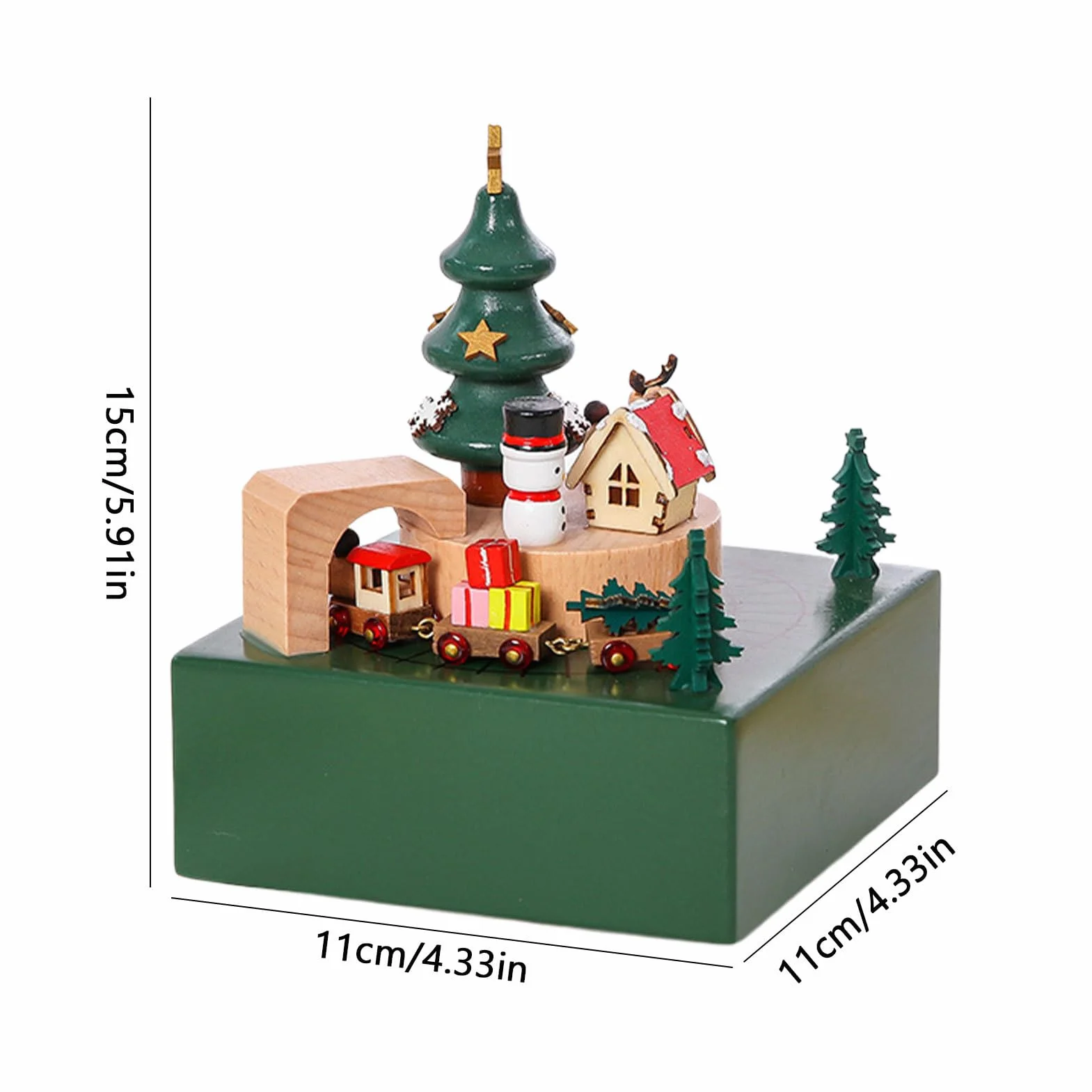 de música de Navidad, musical de madera, de música, tren magnético | decoración navideña, artesanía de escritorio, de música con tren móvil, ligera, para interiores, coleccionable