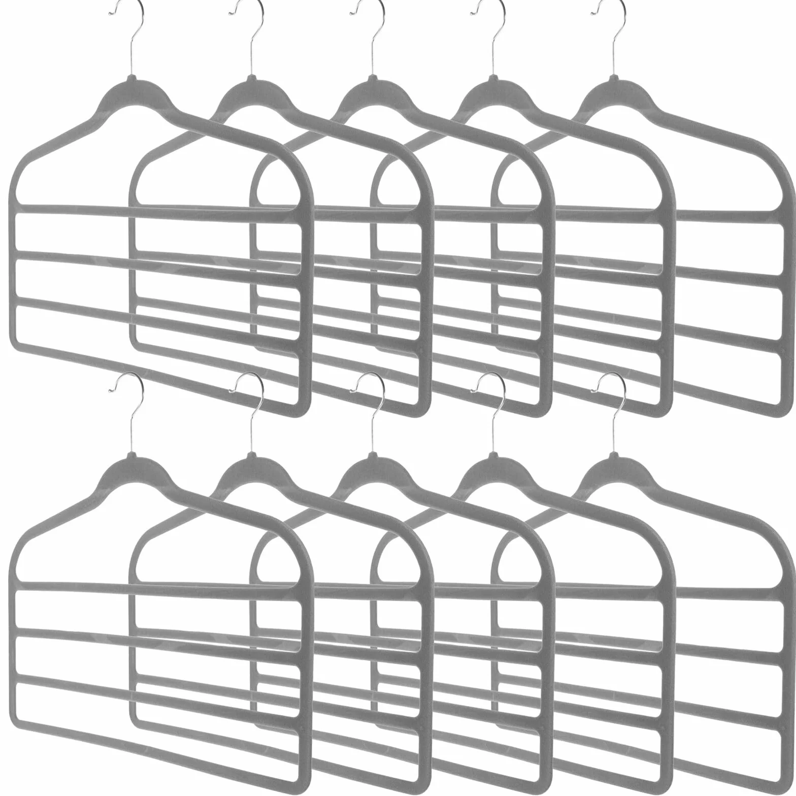 TOYANDONA Perchas y Revestimiento Plástico Pantalones para Antideslizante Terciopelo, 10 Piezas, Multiusos para Ahorrar Espacio Organizar Ropa Armario