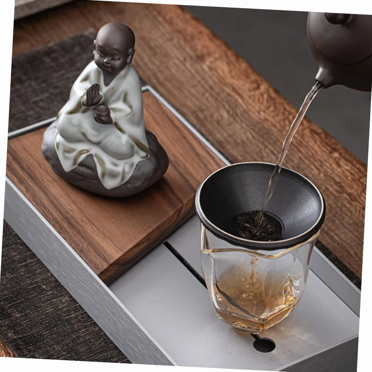 1juego Infusor De Té Cerámico Miniatura Diseño De Buda Accesorios Para Ceremonia Del Té Compacto y Ligero Para Decoración Del Hogar Para y Uso Personal