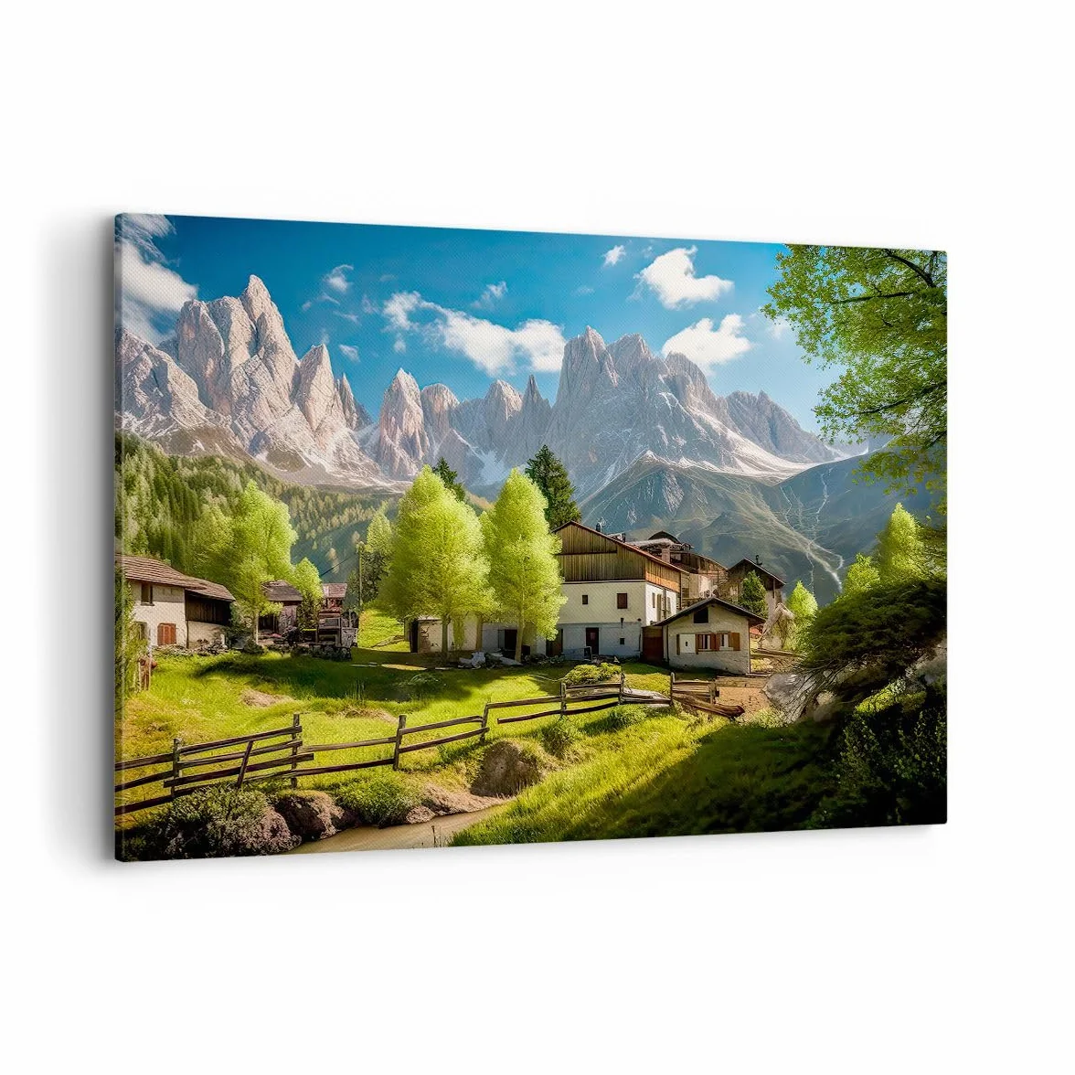 Lienzo Decorativo 120x80cm Moderno Horizontal Arquitectura Paisajes - 5814 | montañas Paisaje Alpes Cuadro sobre Lienzo Grande Arte mural Decoración del Hogar Salón Dormitorio Oficina Cuadros de Pared