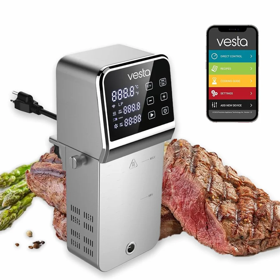 Vesta Precision Roner de Cocina Profesional para Cocinar a Baja Temperatura Sous Vide SV330 | Incluye App de Control Wi-Fi | Capacidad de Bomba 10L/min, Hasta 80 Litros, 15,5x17,4x31,9cm
