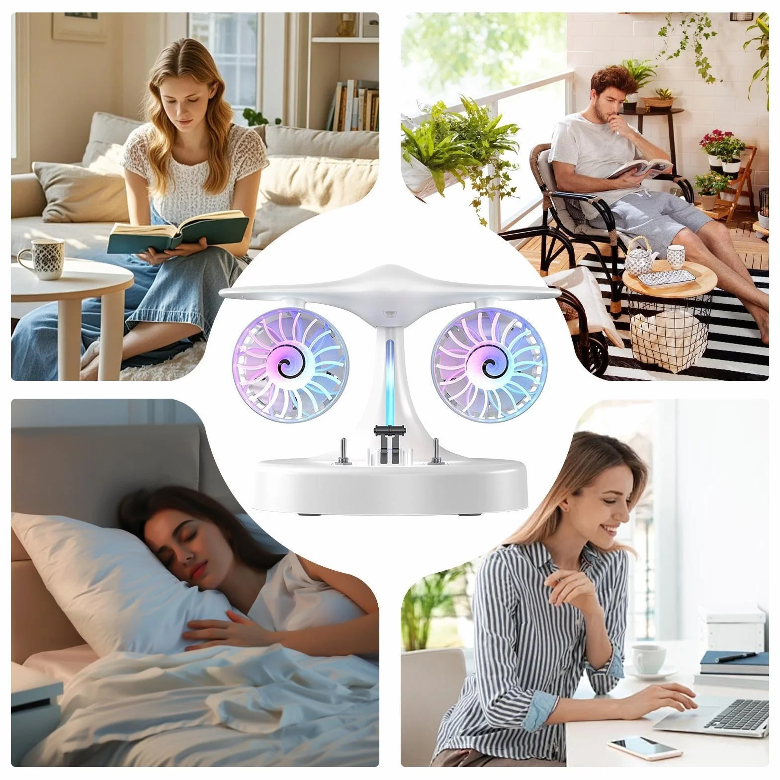 Ventilador De Escritorio Pequeño Portátil Recargable con Nebulización y | Ventilador De Escritorio A Pilas Para Oficina para Oficina en Casa Apartamento Escuela Salón Verano Viaje Camping Ti